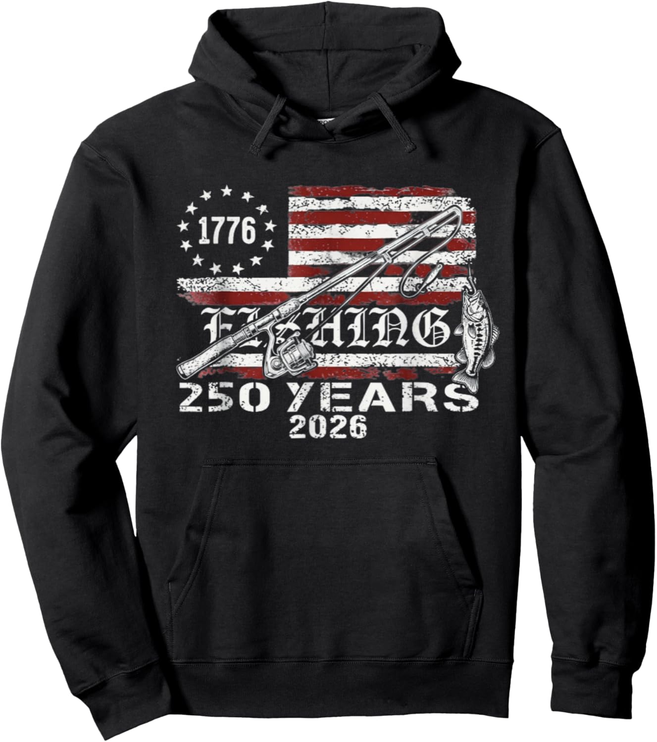 Fisherman 250 Years American 250th Anniversary USA Hoodie - Hoodie | Black