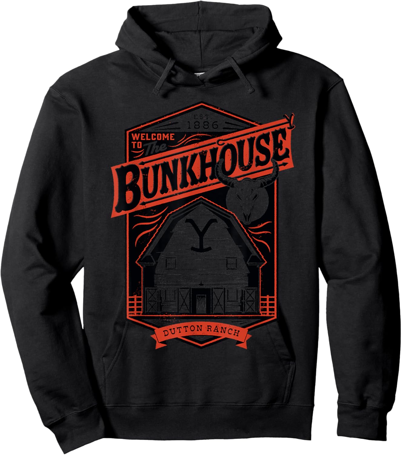 Official Yellowstone - The Bunkhouse Dutton Ranch Hoodie - Hoodie | Black