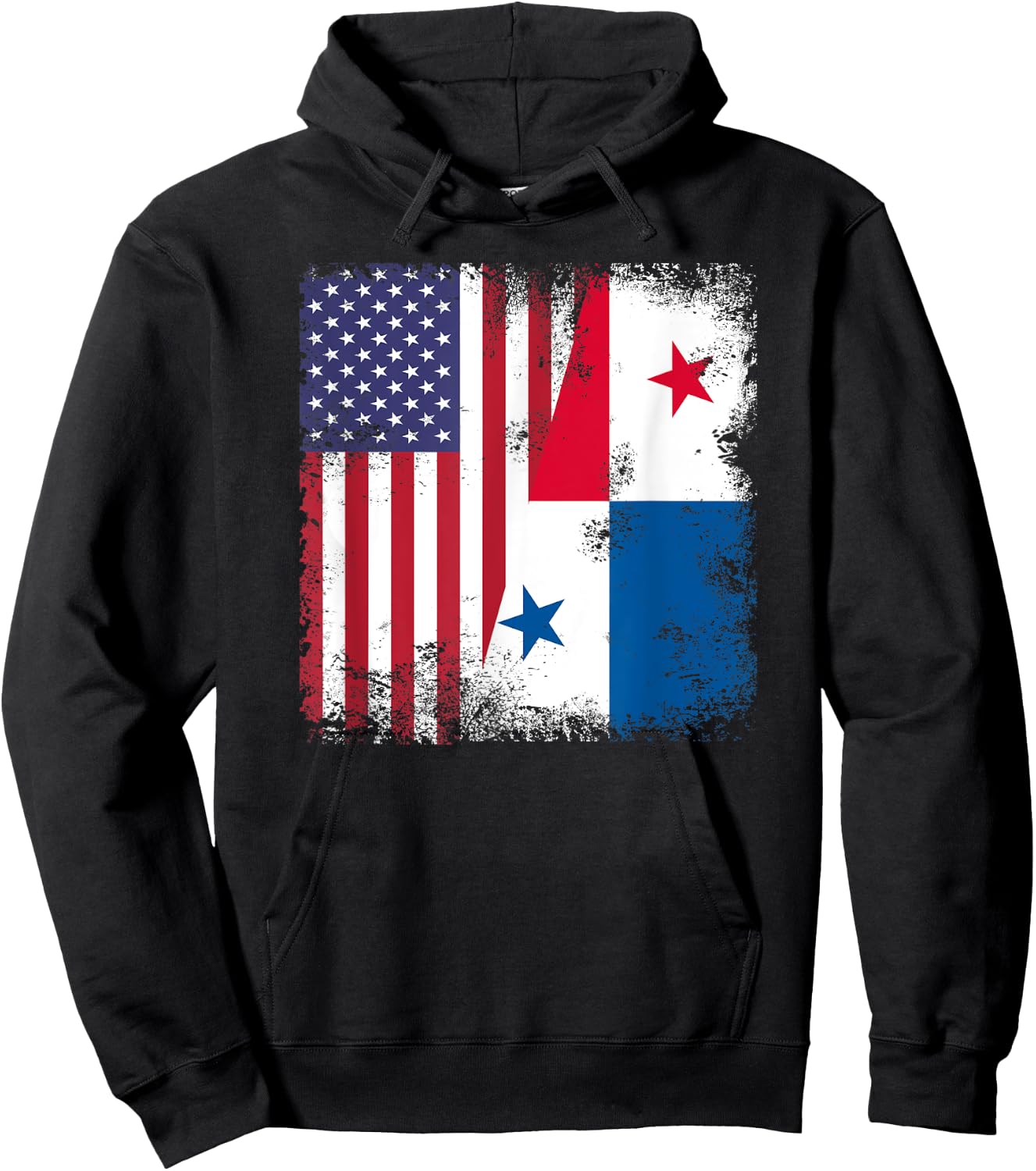 Half Panamanian Flag | Vintage Panama USA Gift Hoodie - Hoodie | Black
