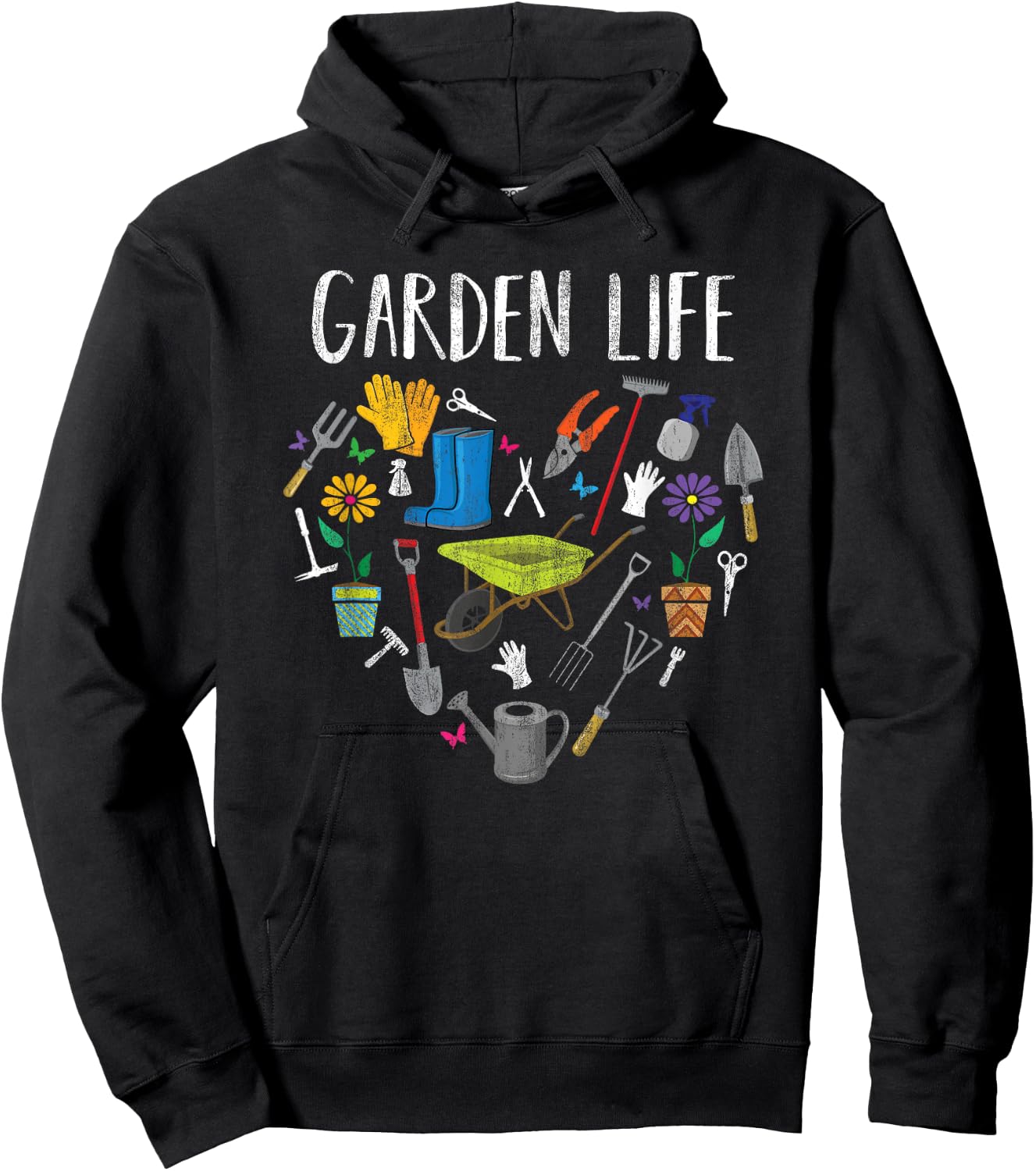 Funny Distressed Garden Life Gardening Love Gardening Hoodie - Hoodie | Black