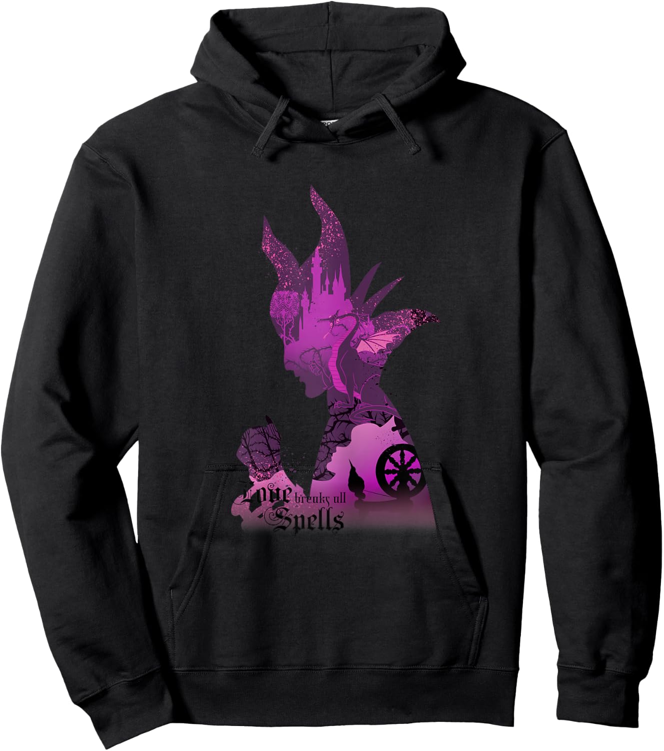 Disney Sleeping Beauty Silhouette Maleficent Graphic Hoodie - Hoodie | Black