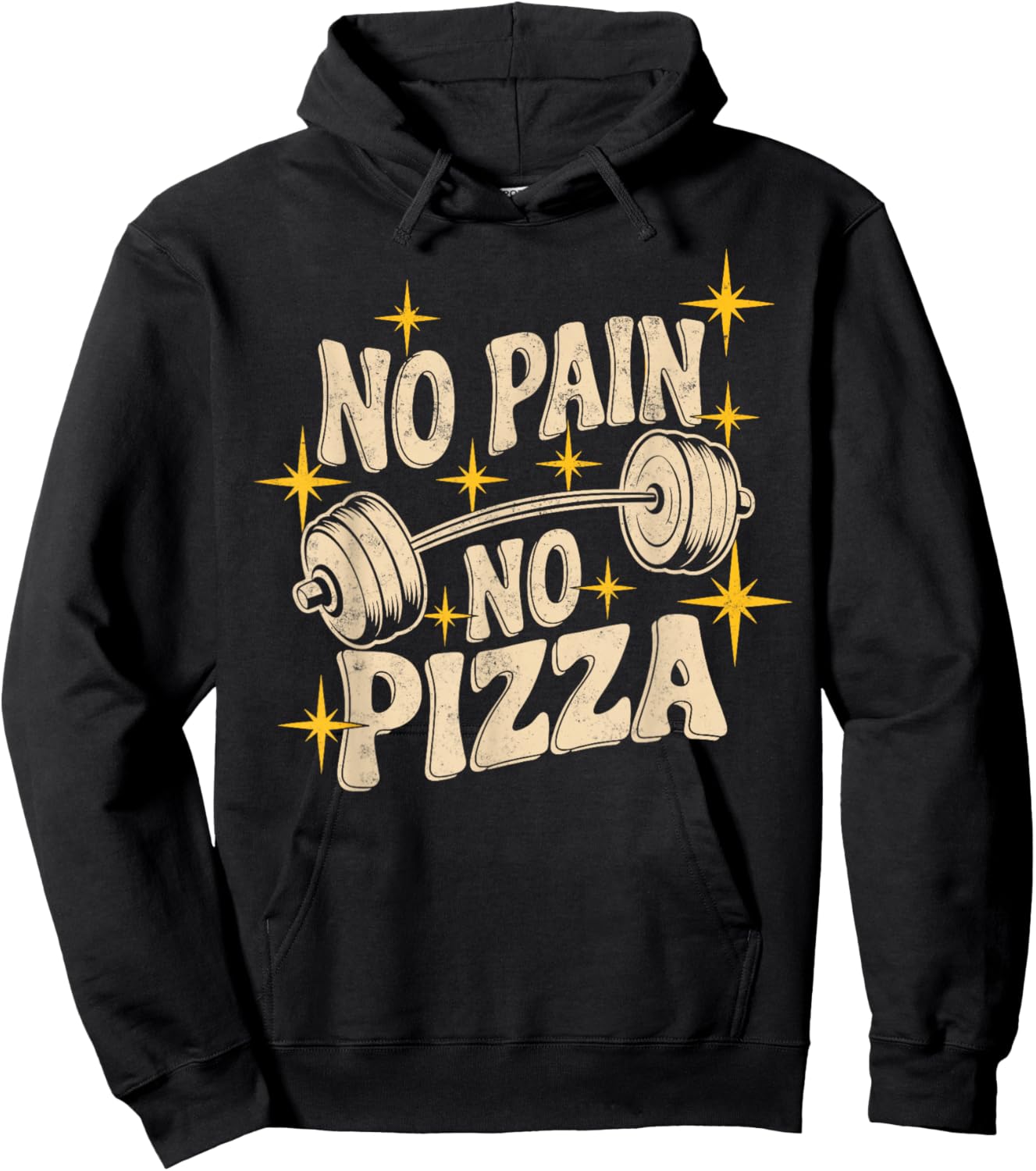 No Pain No Pizza Funny Gym Quote Motivational Workout Joke Hoodie - Hoodie | Black