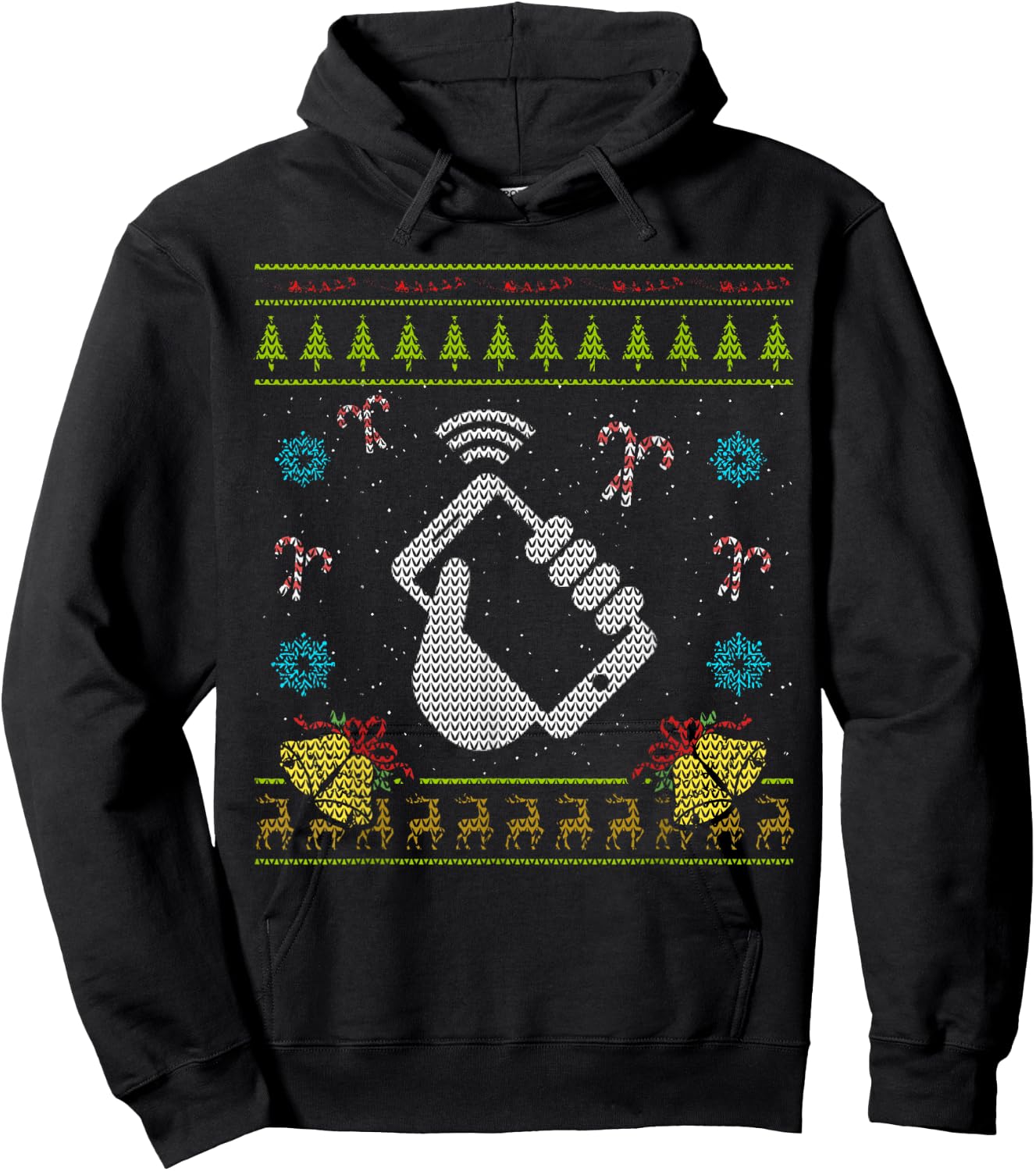 Phone Christmas Ugly Funny Cell Phone Mobile Phone Shirt Hoodie - Hoodie | Black