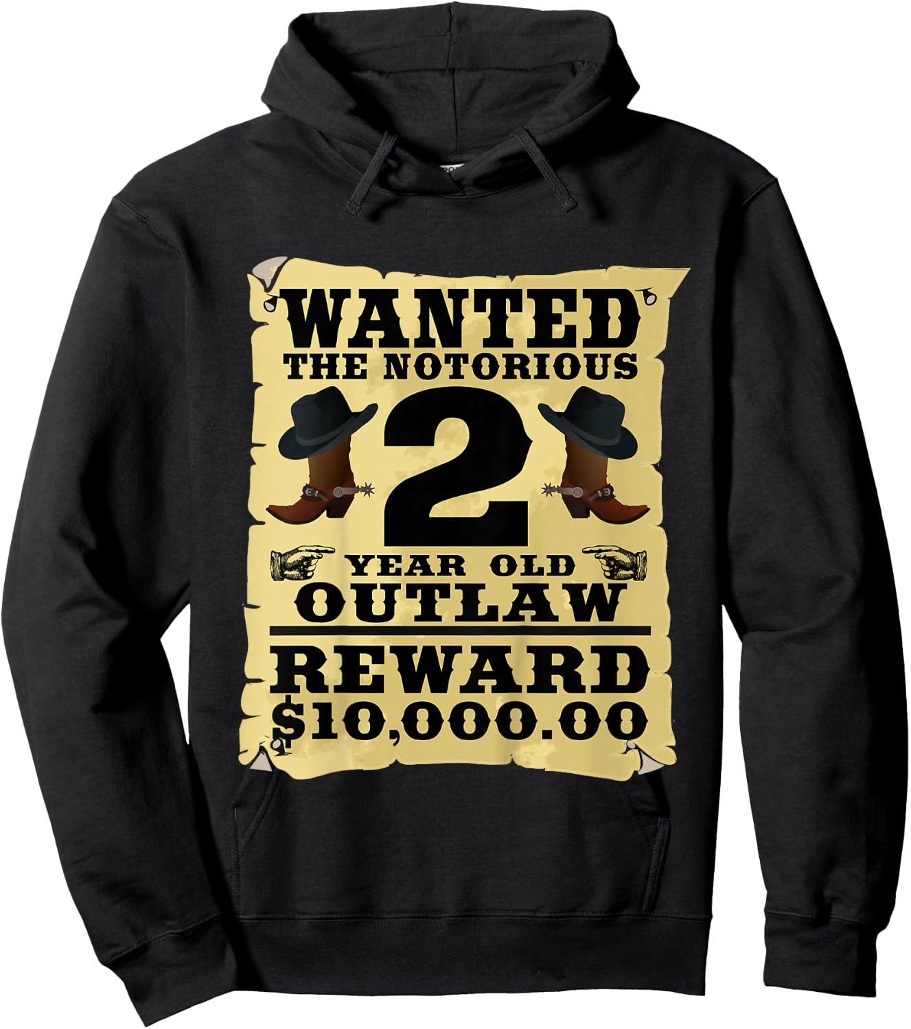Kids 2 Year Old Cowboy Birthday Party Wild West Western 2nd Gift Hoodie - Hoodie | Black