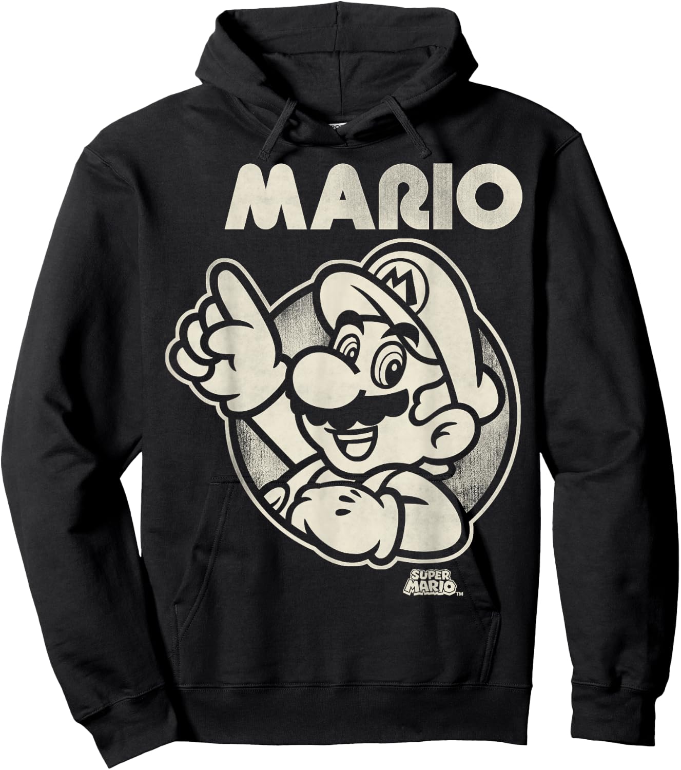 Super Mario Classic Black And White Graphic Hoodie - Hoodie | Black