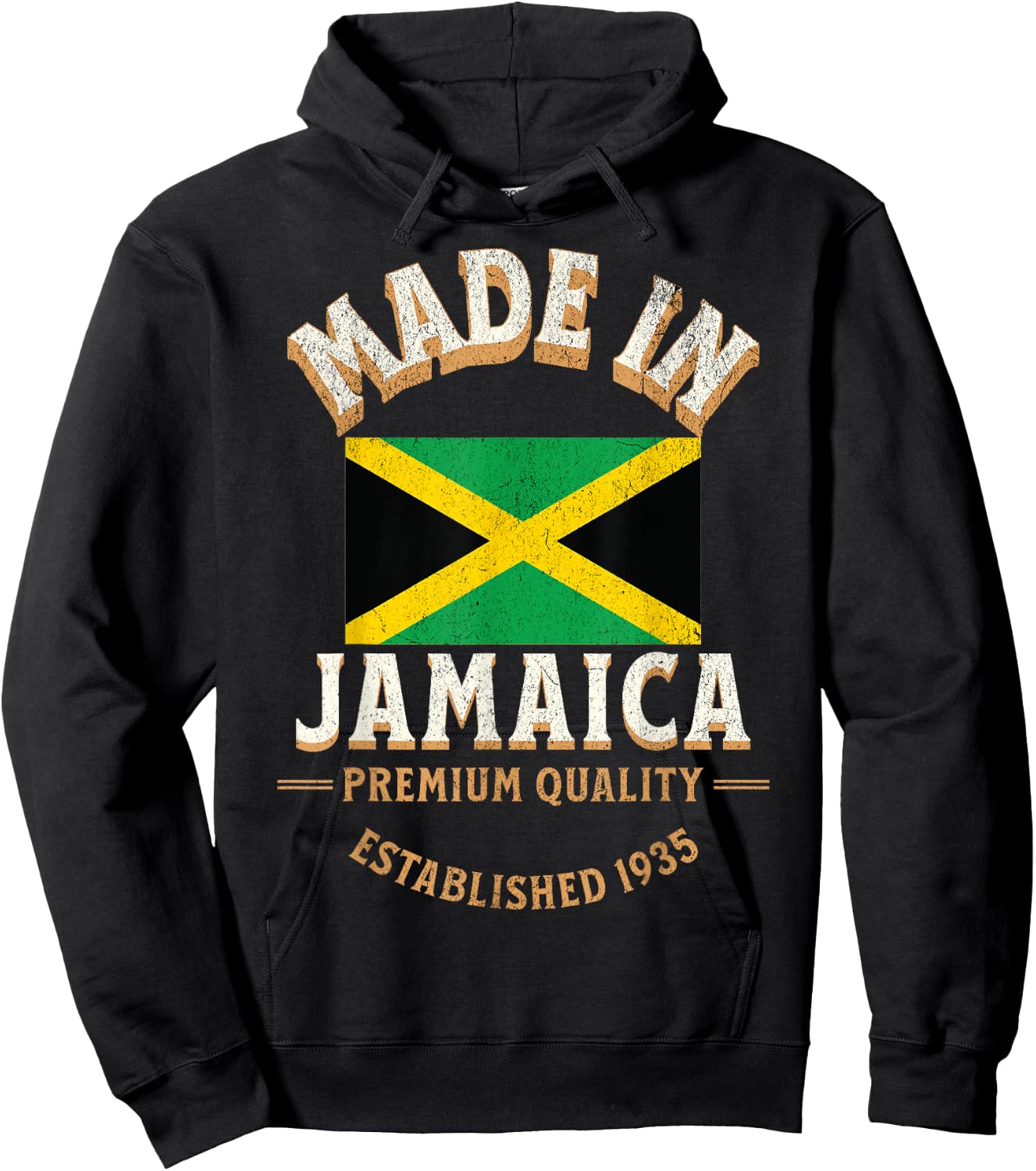 Made In Jamaica 1935 Premium Quality Jamaican Flag Hoodie - Hoodie | Black