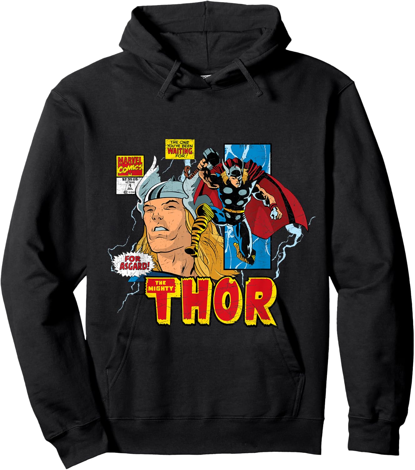Marvel Comics Mighty Thor Retro Distressed Comic Hoodie - Hoodie | Black