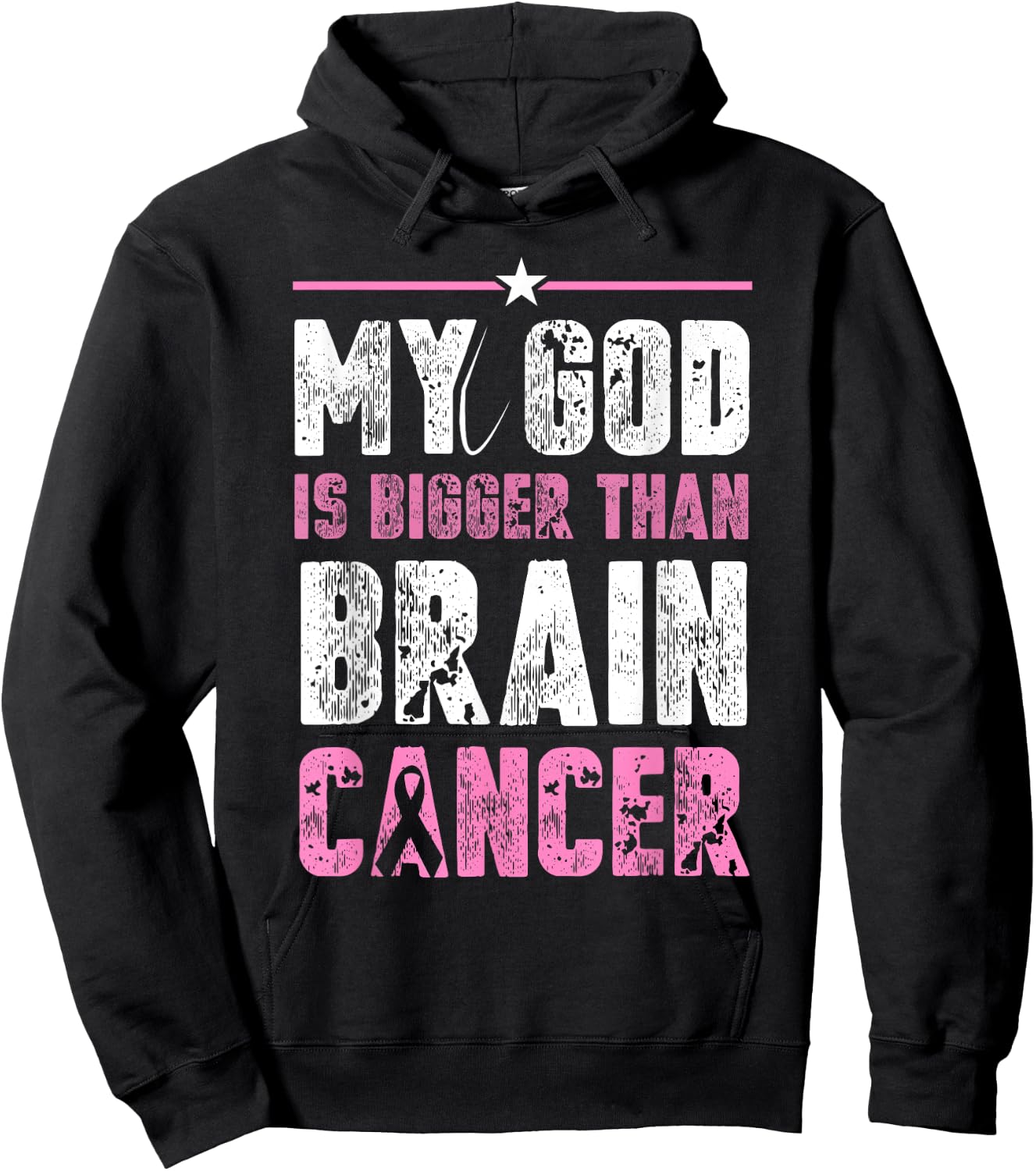 My God is Bigger Than Brain Cancer Shirt Gift Cancer Patient Hoodie - Hoodie | Black