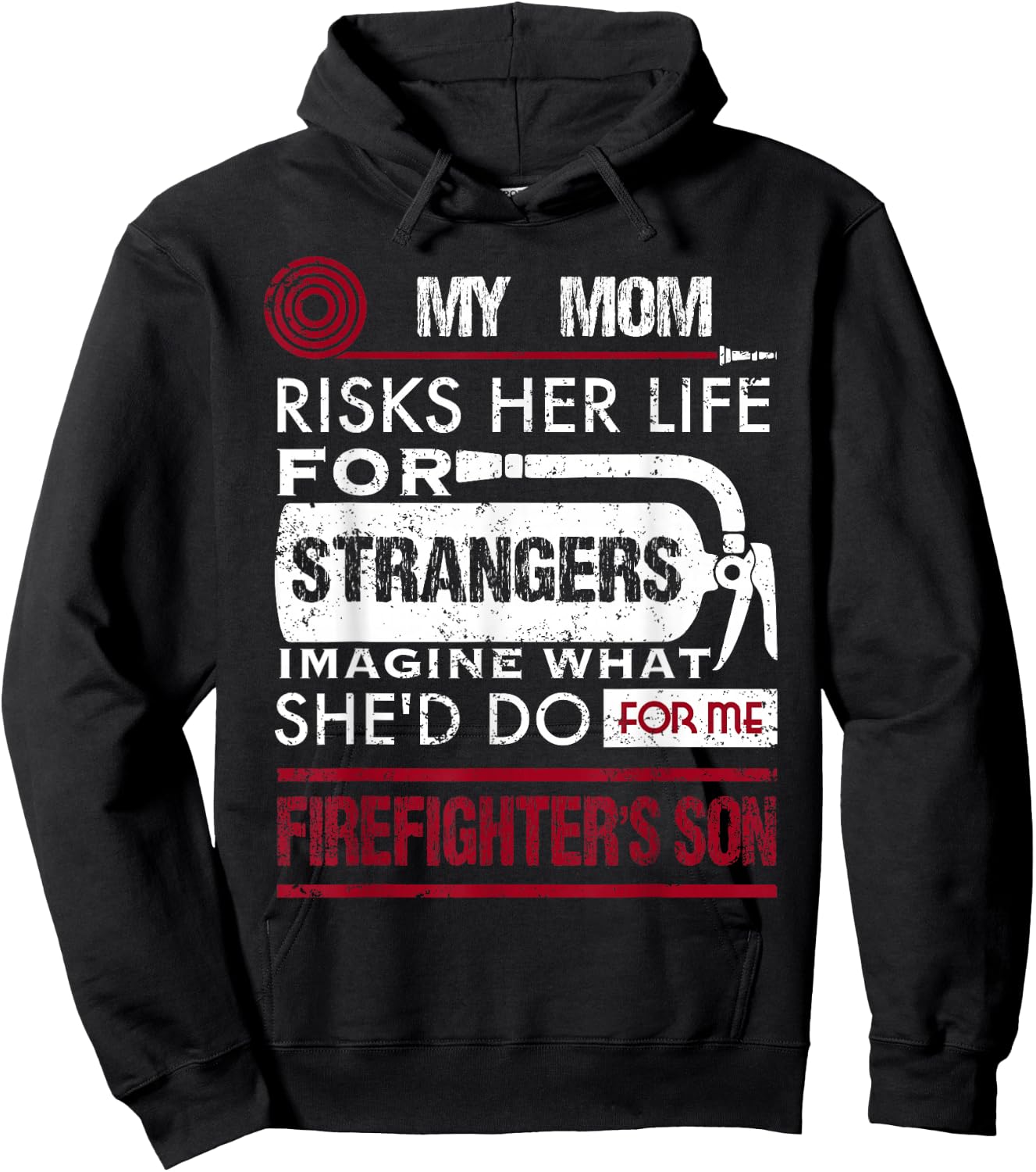 My Mom Is A Firefighter Risks Her Life Firefighter Kids Hoodie - Hoodie | Black
