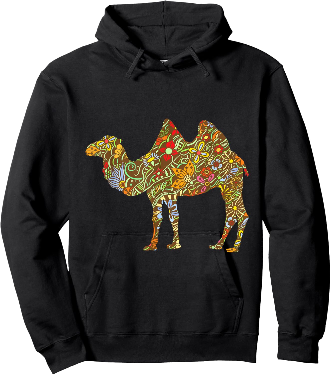 Colourful Floral Camel Funny Retro Gift Hoodie - Hoodie | Black