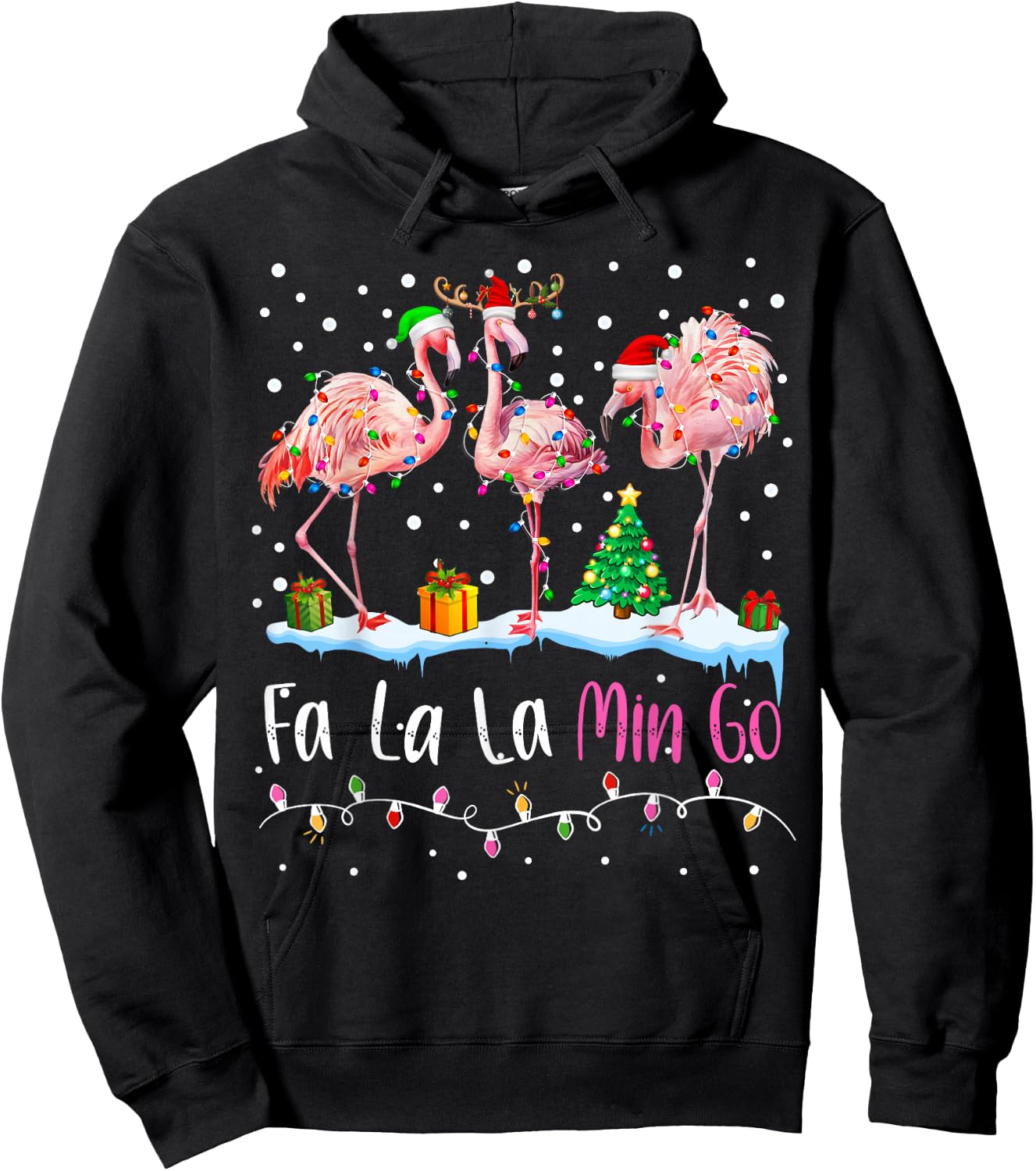 Fa La La La Mingo Flamingo Christmas Men Women Kids Xmas Hoodie - Hoodie | Black