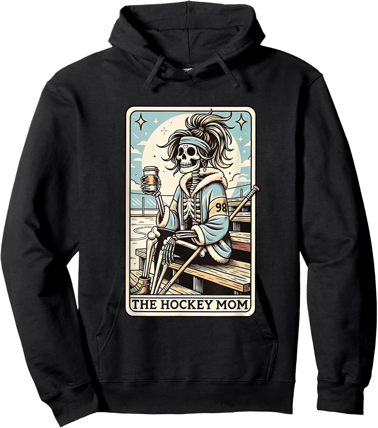FUnny Trendy gift Hockey Mom Tarot Card - -Adults, Black, Small, Short Sleeve Hoodie - Hoodie | Black