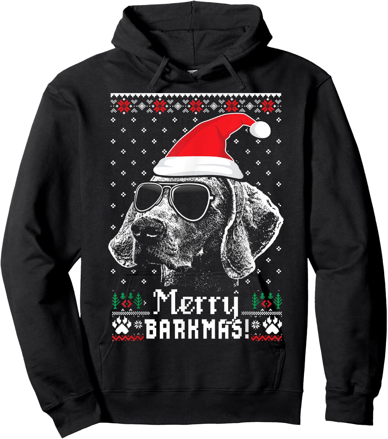 Weimaraner Merry Barkmas Christmas Hoodie - Hoodie | Black
