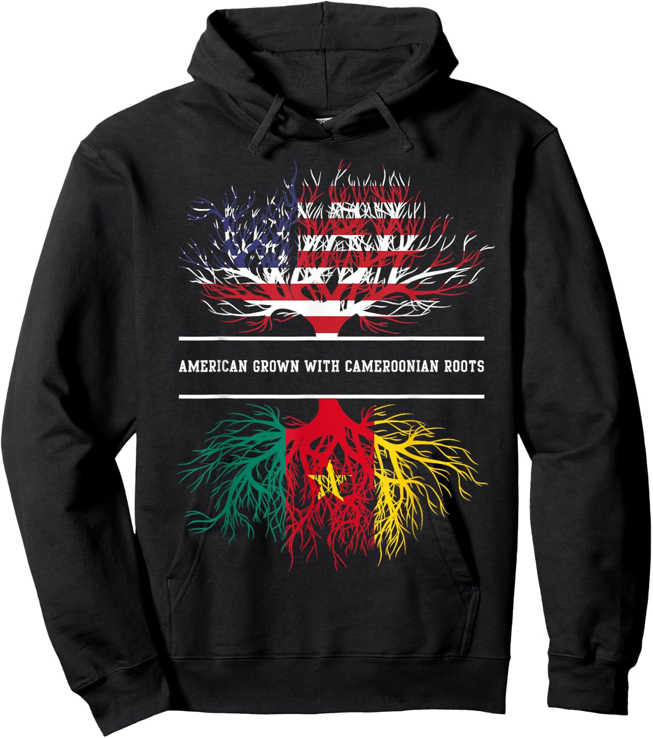 American Grown With Cameroonian Roots - Flag of Cameroon Hoodie - Hoodie | Black