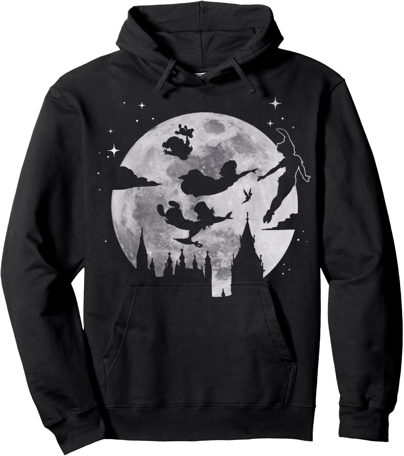 Disney Peter Pan Flying By The Moon Silhouette Hoodie - Hoodie | Black