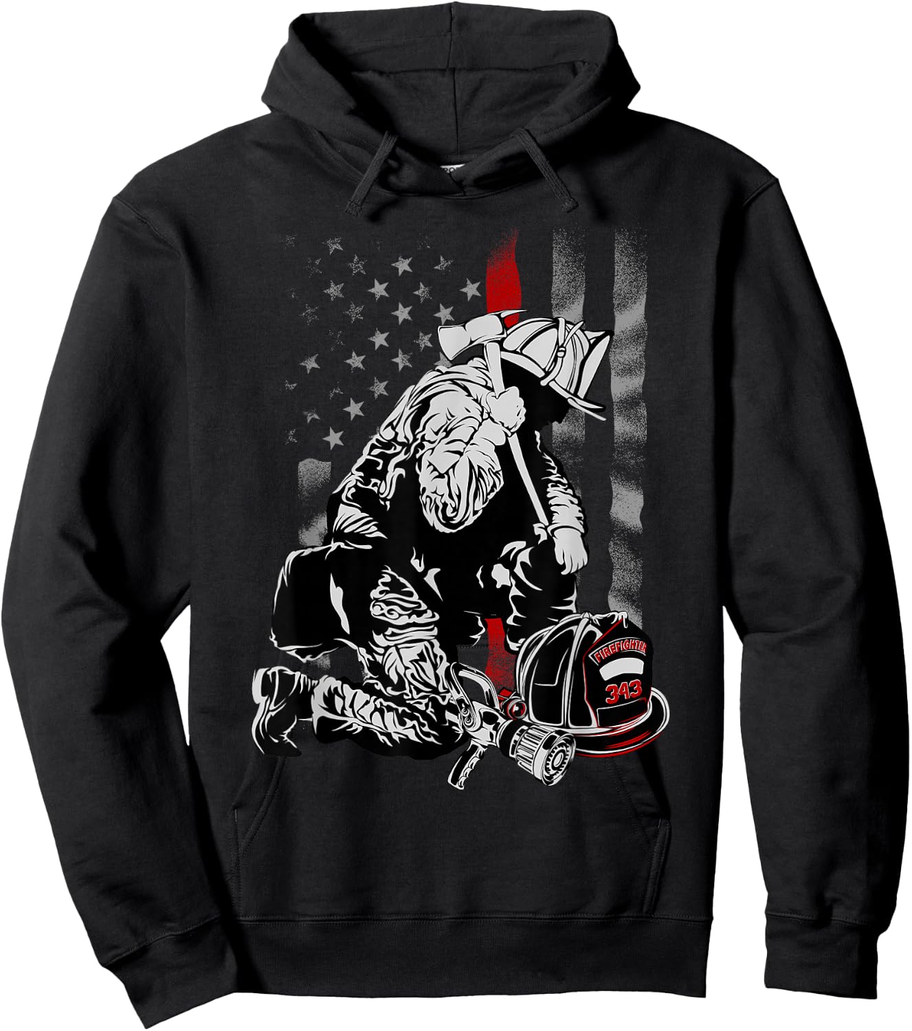 Fallen Fireman American Flag Thin Red Line Firefighter Top Small Hoodie - Hoodie | Black