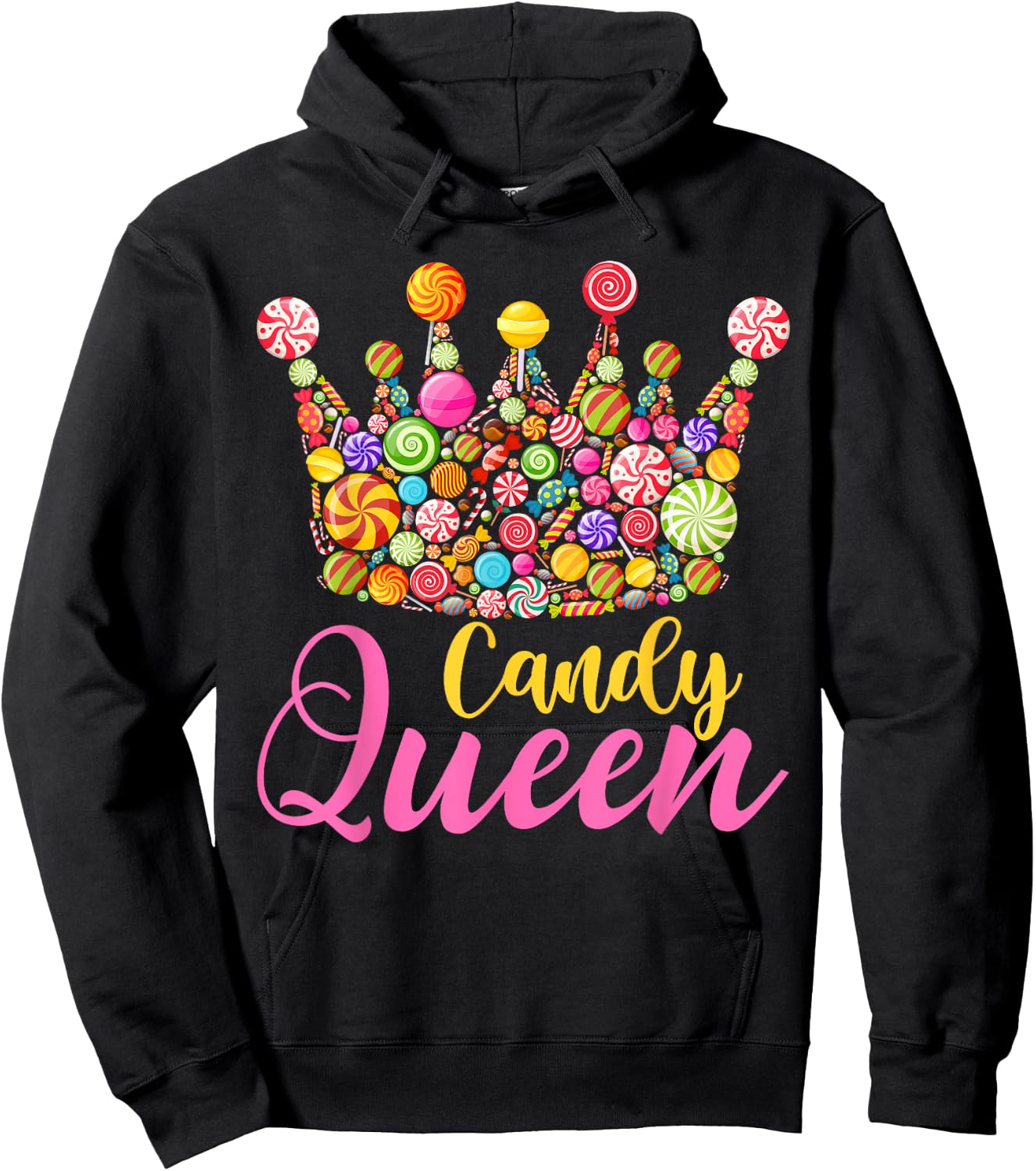 Cute Candy Queen Crown Lollipop Candy Sweet Lover Girl Kids Hoodie - Hoodie | Black