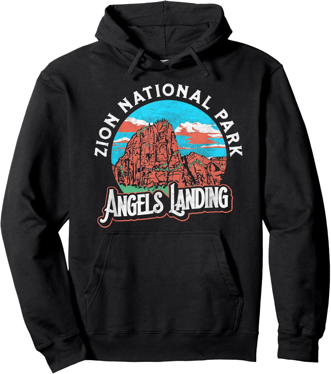 Angels Landing Zion National Park Vintage Graphic Shirt Hoodie - Hoodie | Black