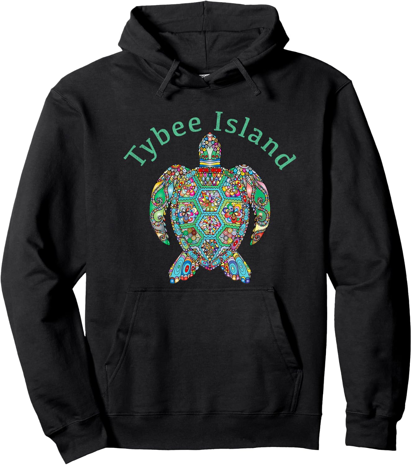 Tybee Island Tribal Turtle Hoodie - Hoodie | Black