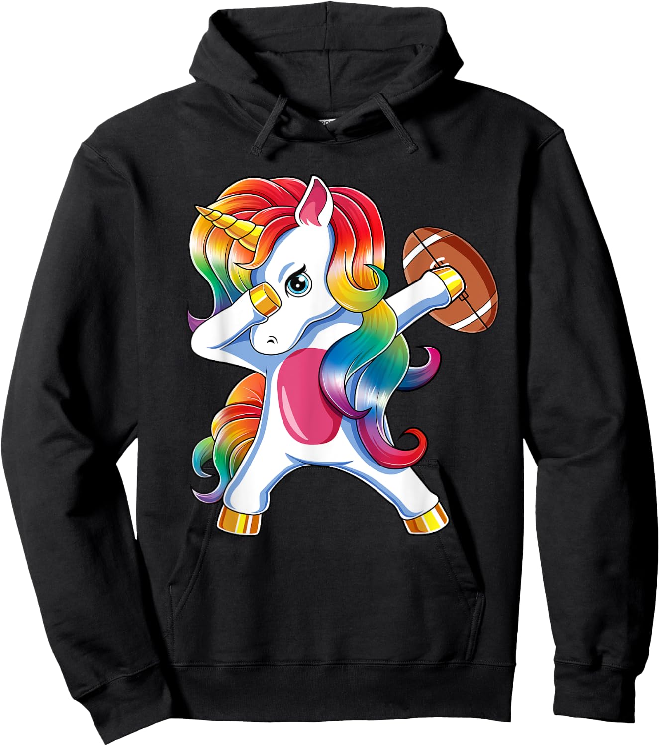 Dabbing Unicorn Funny Football For Girls Women Hoodie - Hoodie | Black