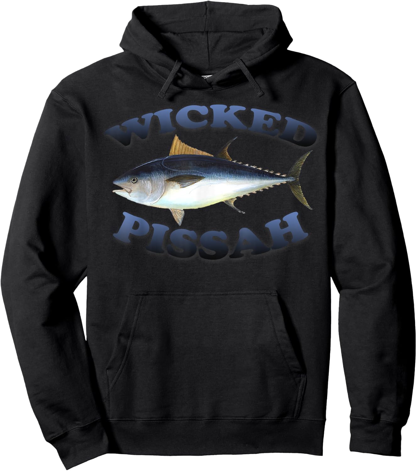 Wicked Pissah Bluefin Tuna Fish Illustration Fishing Angler Hoodie - Hoodie | Black