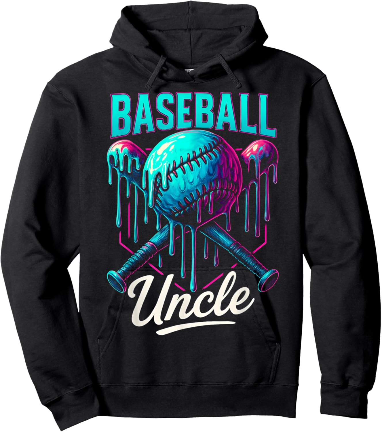 Baseball Drip Uncle Ice Cream Drip Baseball Men Fathers Day Hoodie - Hoodie | Black