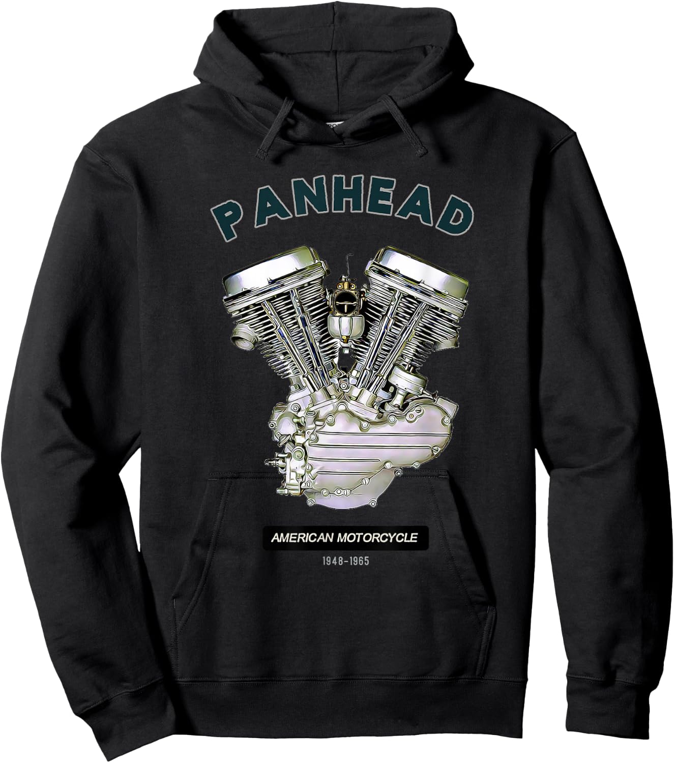 HD PanHead Retro V-Twin Engine Motorcycle 48 -65 biker gear Hoodie - Hoodie | Black