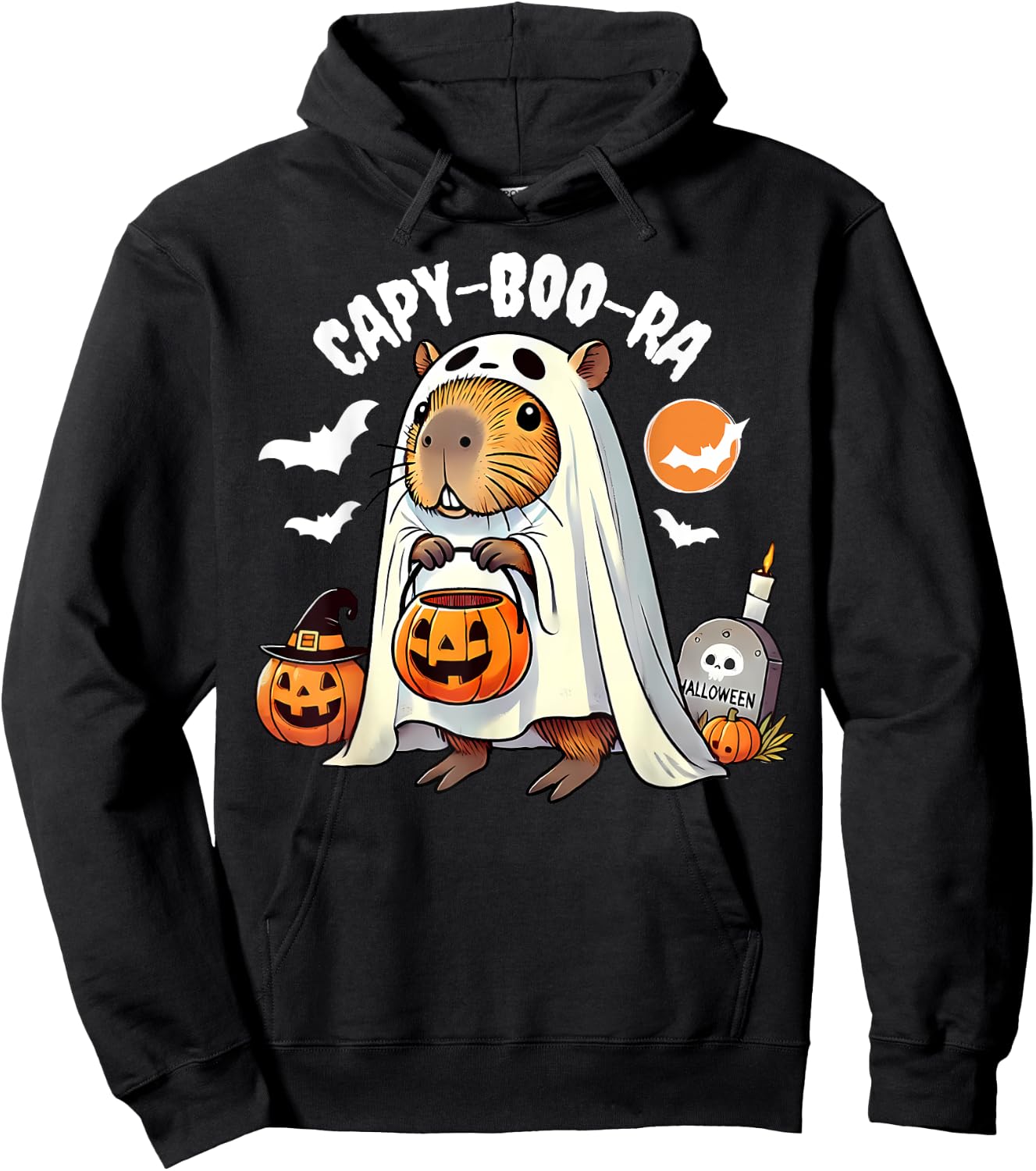 Capy-boo-ra Cute Capybara Ghost Funny Halloween Capy Lovers Hoodie - Hoodie | Black