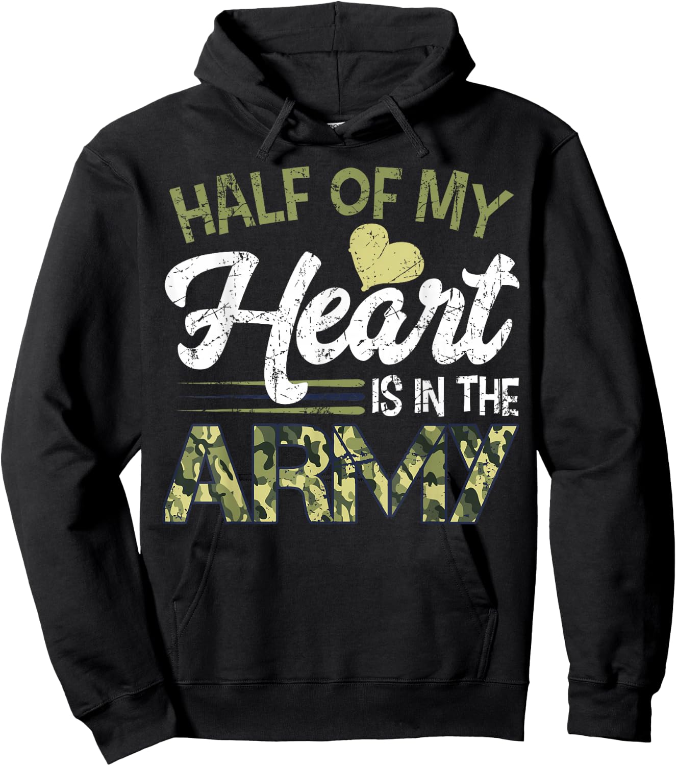 Army Wife For Girl - Half Of My Heart Is In The Army Hoodie - Hoodie | Black