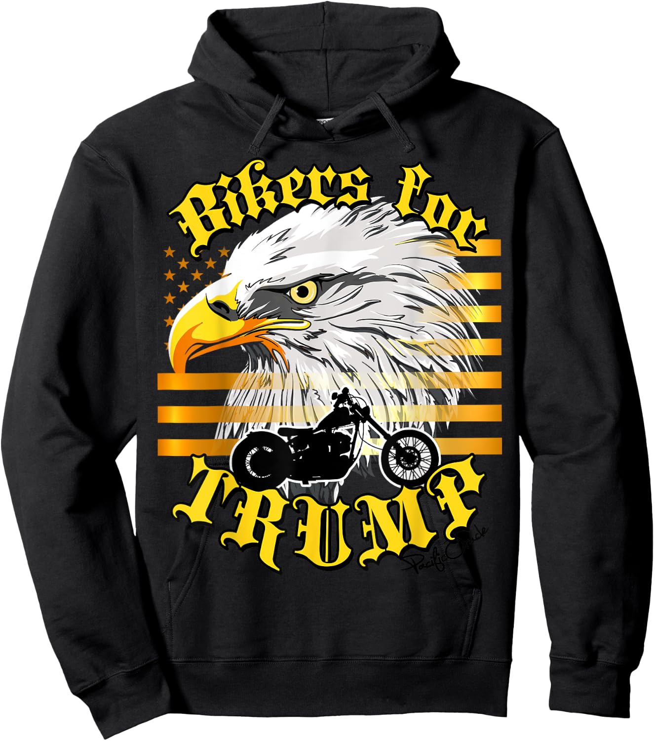 Epic USA Gold-Colored Flag Eagle Bikers For Trump 2024 Hoodie - Hoodie | Black
