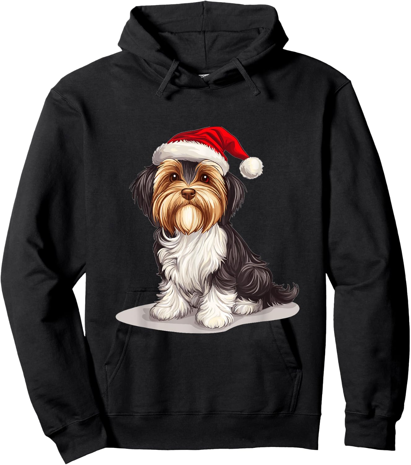 Cute Biewer Terrier Dog Christmas Merry X-mas Graphic Men Women Kids Hoodie - Hoodie | Black