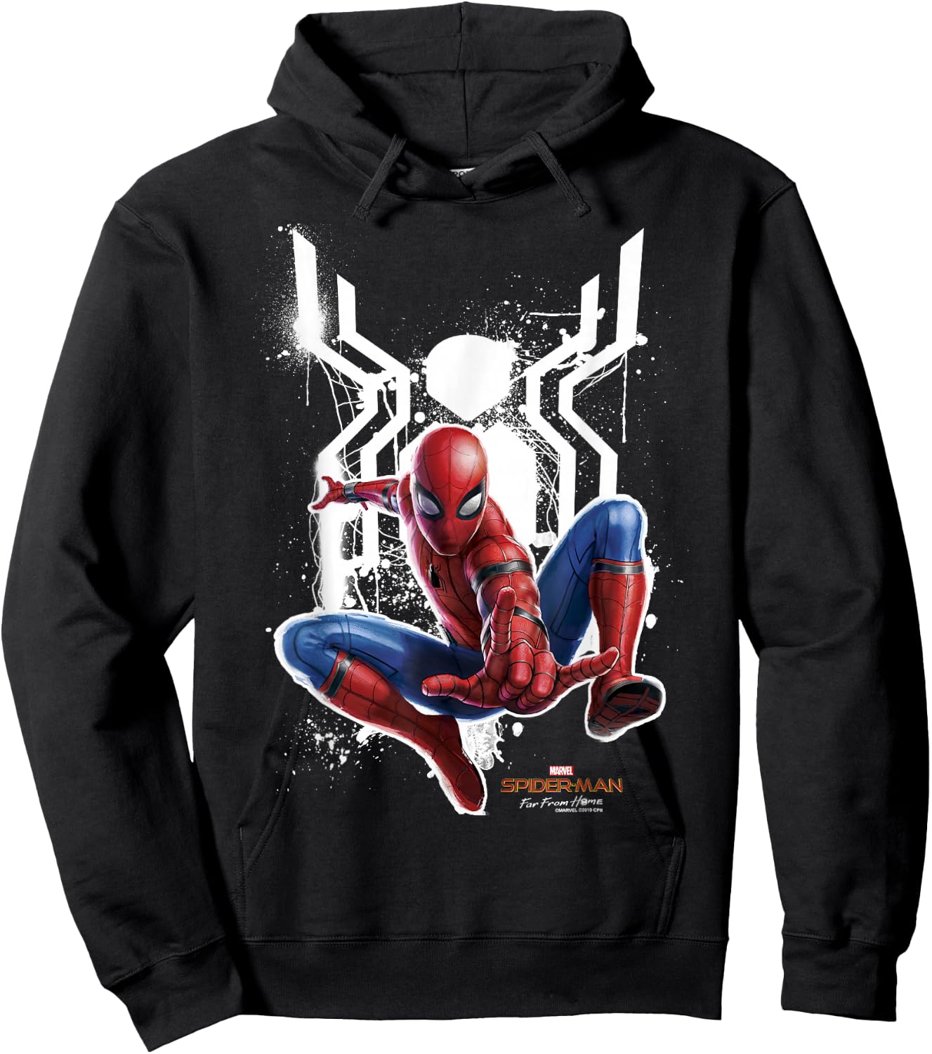 Marvel Spider-Man Far from Home Painted Logo Swing Poster Hoodie - Hoodie | Black