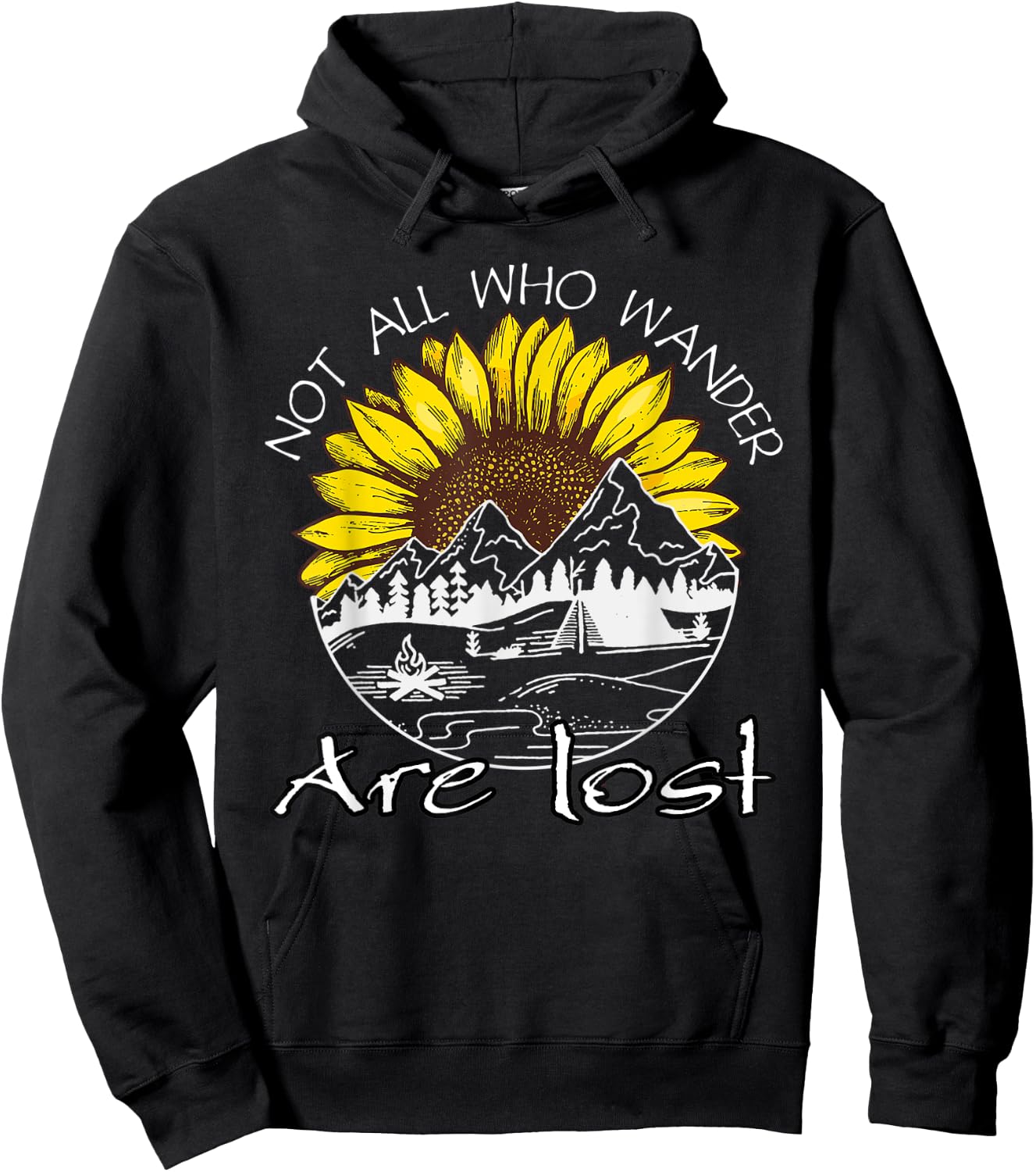 Not All Who Wander Are Lost Sunflower Hiking Women Hoodie - Hoodie | Black