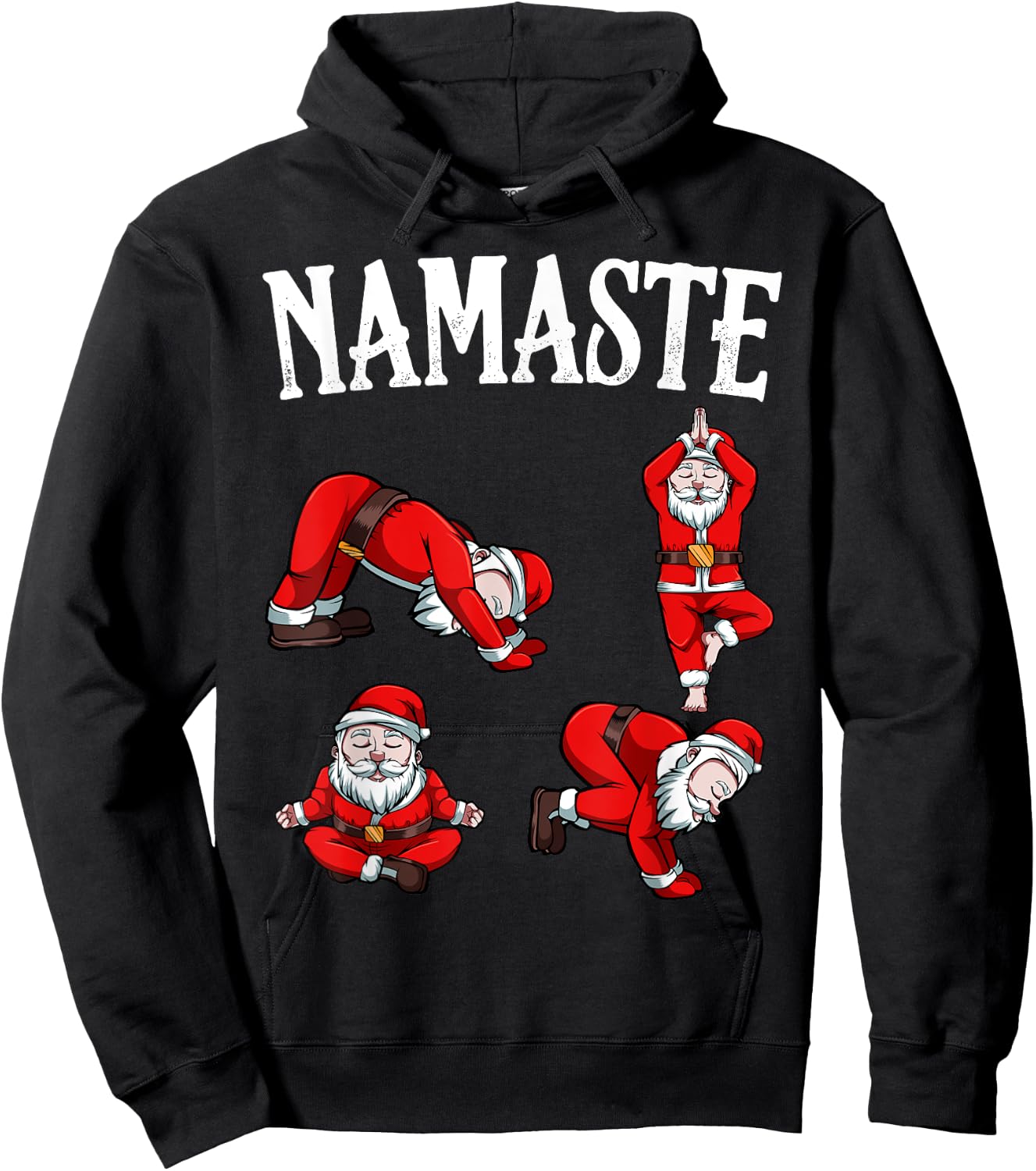 Funny Namaste Santa Claus Yoga Pose Christmas Hippie Peace Hoodie - Hoodie | Black