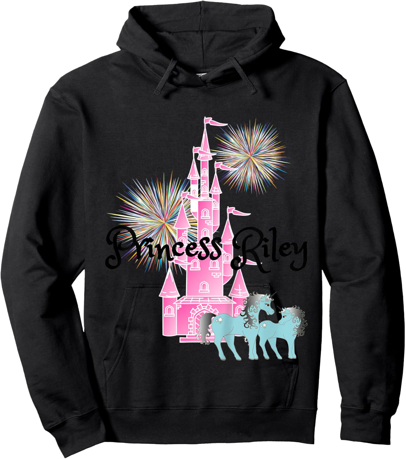 Kids Princess Riley Name Girls Personalized Custom Hoodie - Hoodie | Black