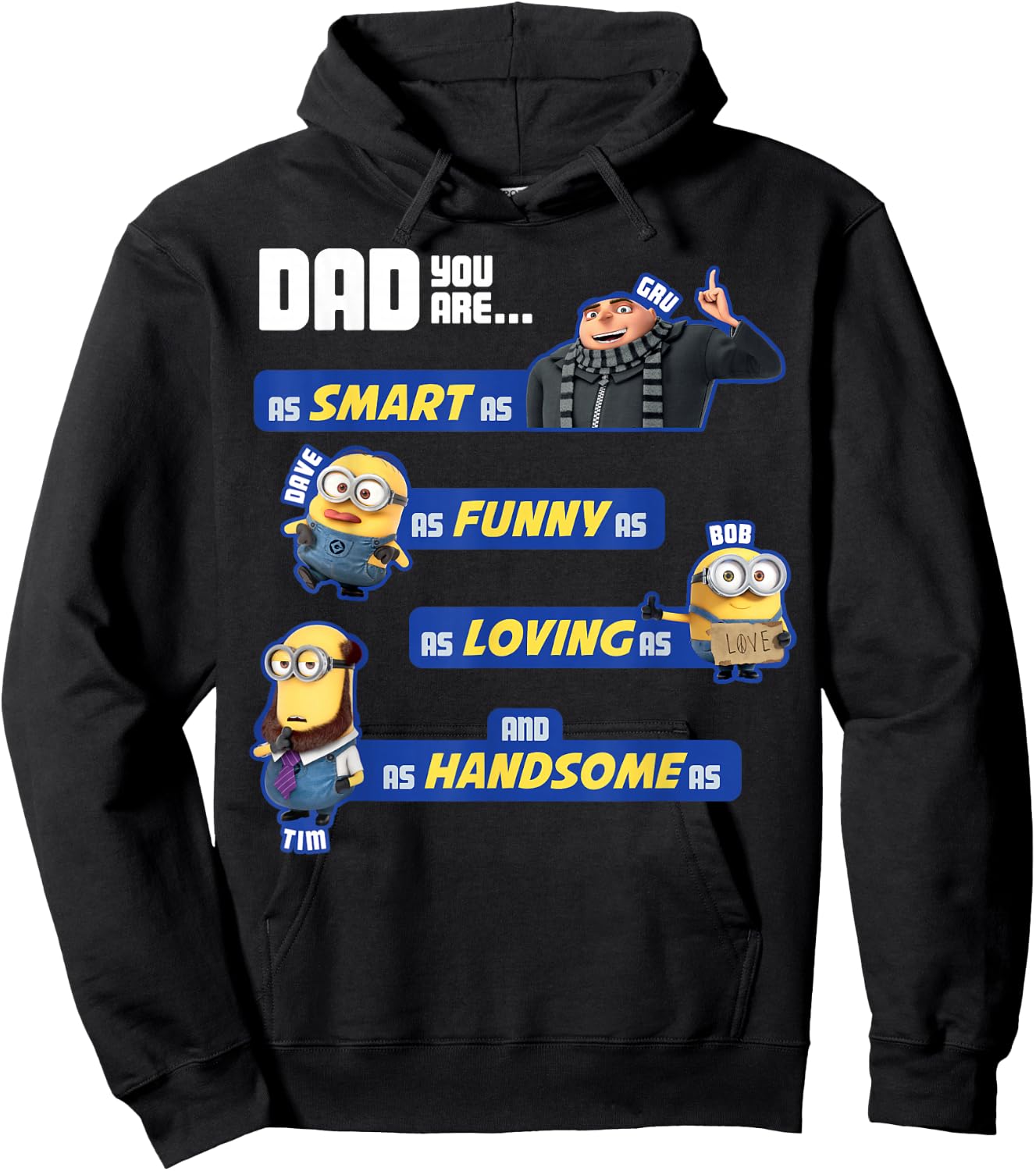 Despicable Me Minions Awesome Dad Qualities Graphic Hoodie - Hoodie | Black
