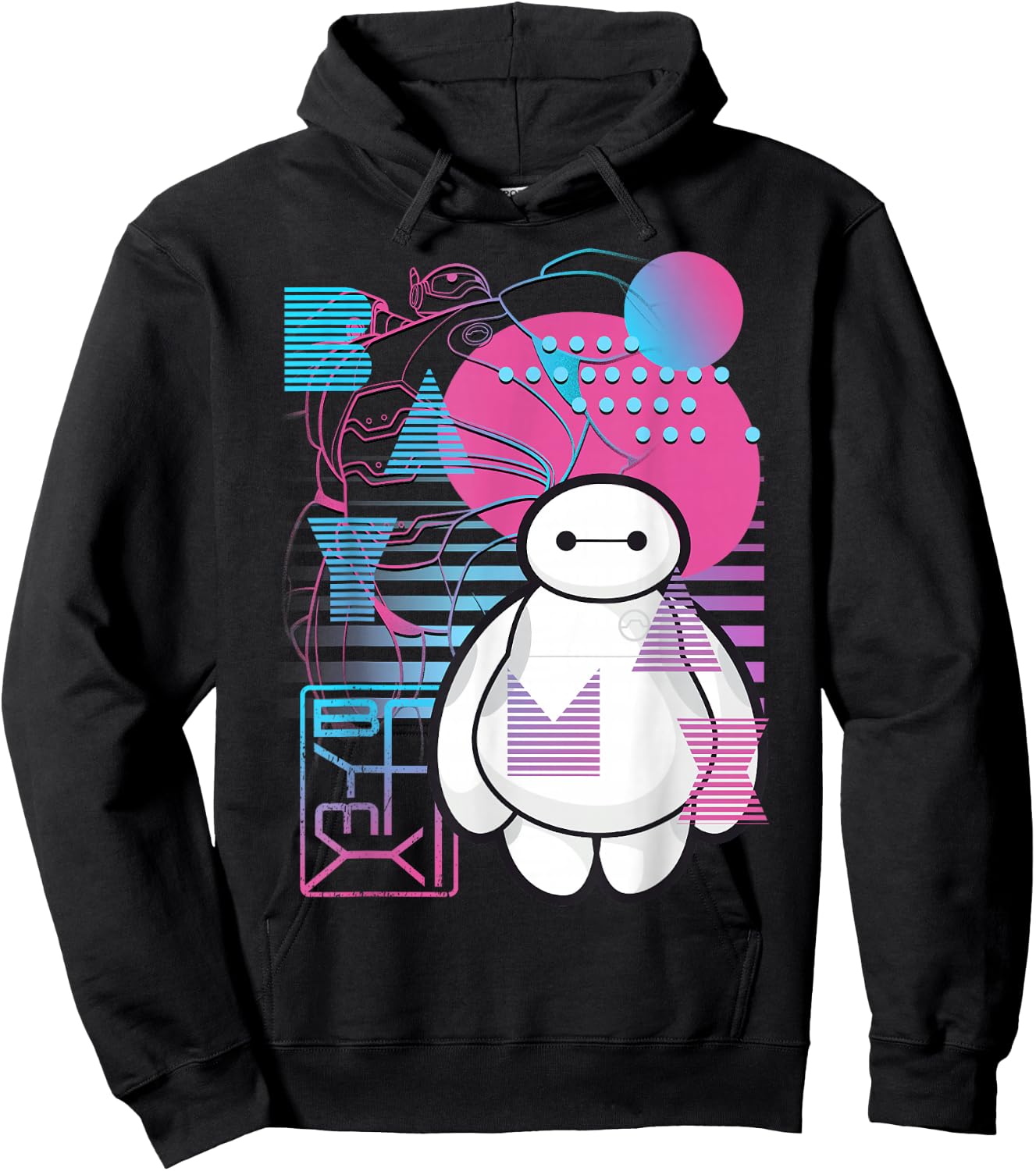 Disney Big Hero 6 Baymax Neon Blue Print Schematics Hoodie - Hoodie | Black
