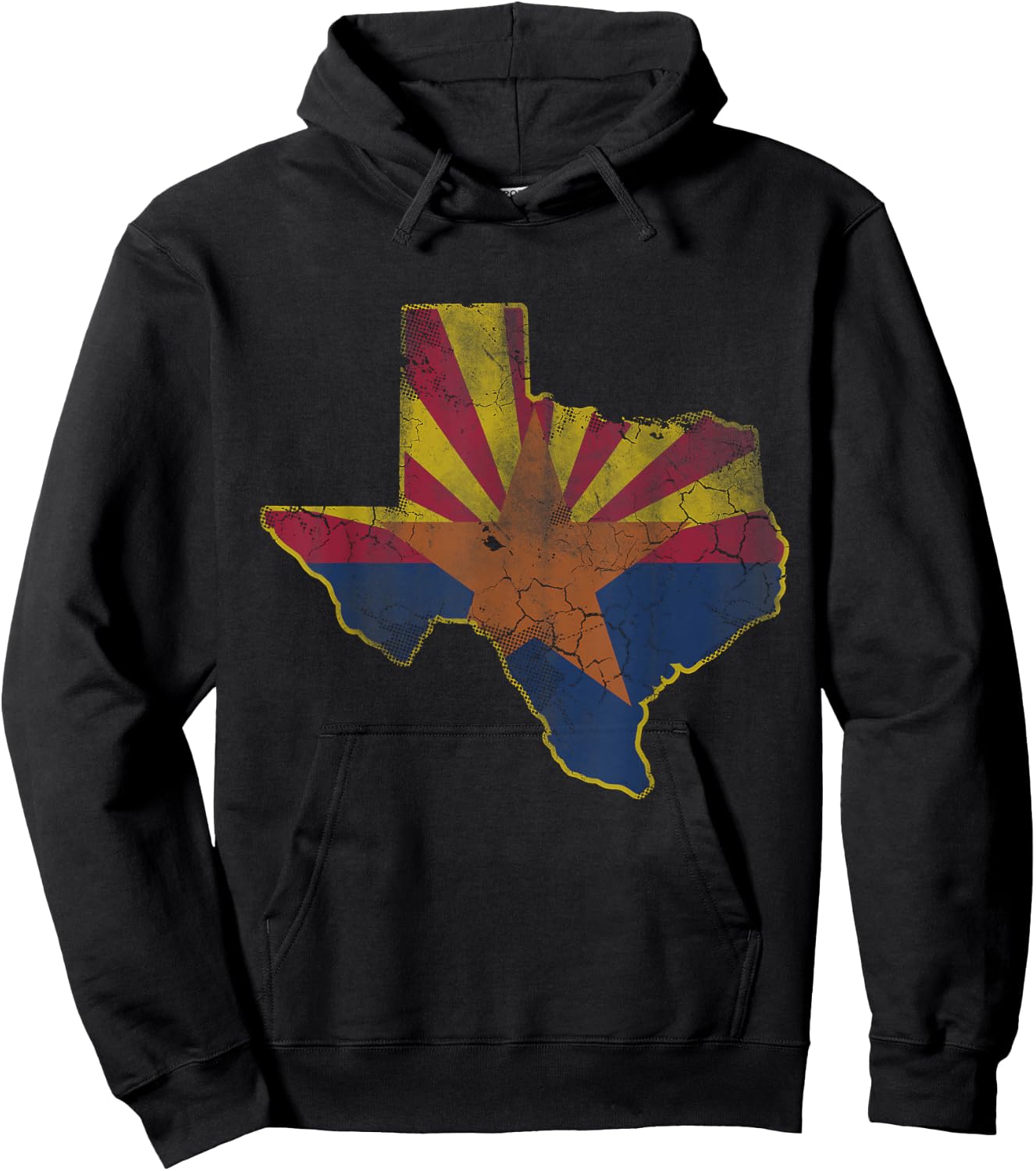 Texas Arizona Flag Map Vintage Fade Men Women Kids Youth Hoodie - Hoodie | Black