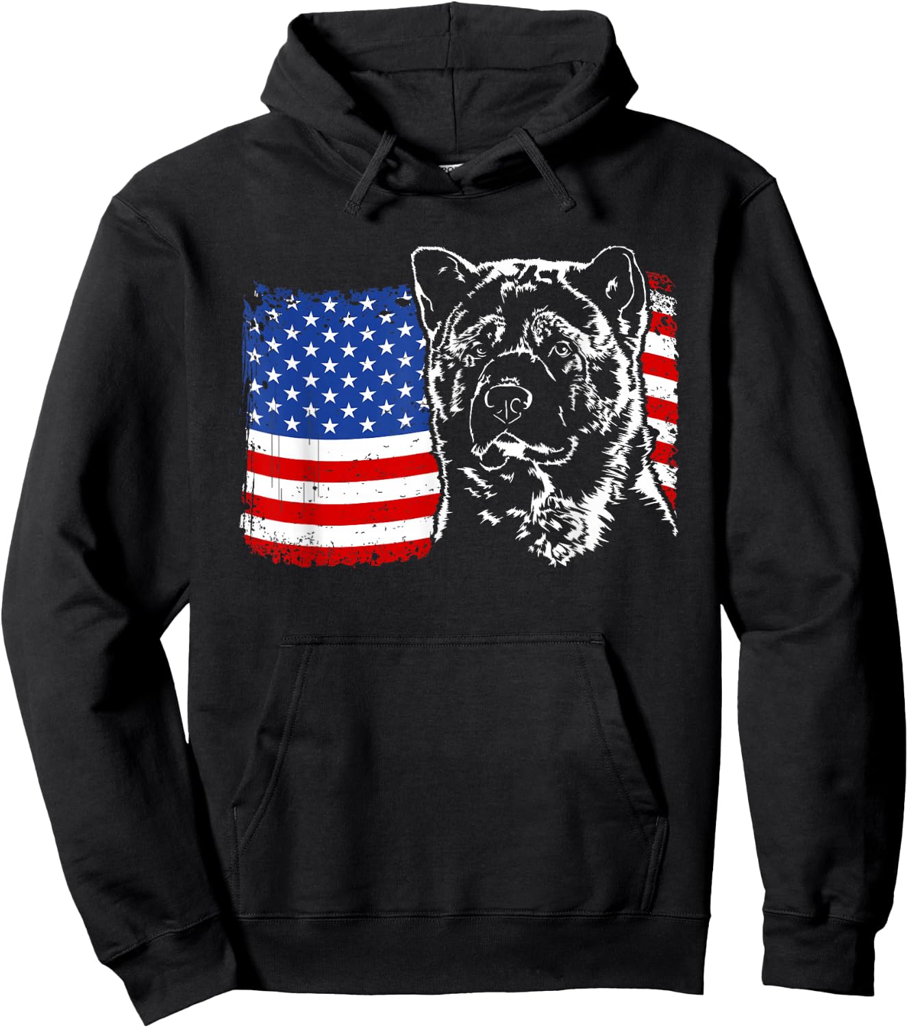 Funny Proud Akita American Flag patriotic dog gift Women Men Hoodie - Hoodie | Black