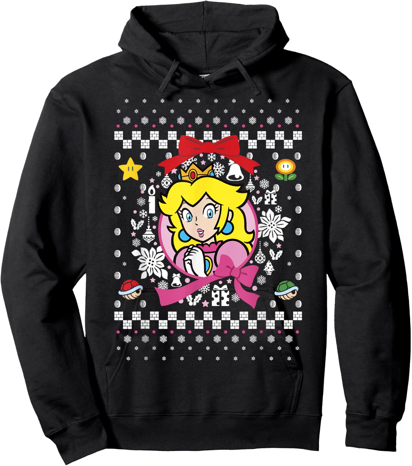 Super Mario Classic Ugly Christmas Peach Graphic Hoodie - Hoodie | Black