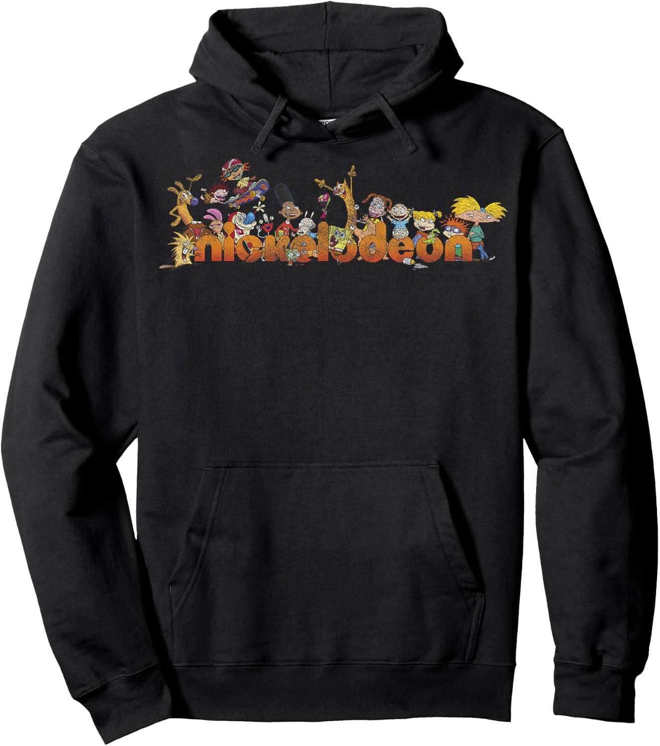 Nickelodeon Vintage 90's Characters Smiling Logo Hoodie - Hoodie | Black