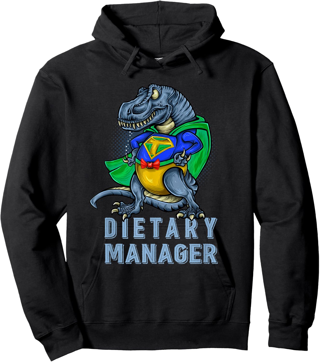 Funny Dietary Manager Dinosaur Gift Hoodie - Hoodie | Black
