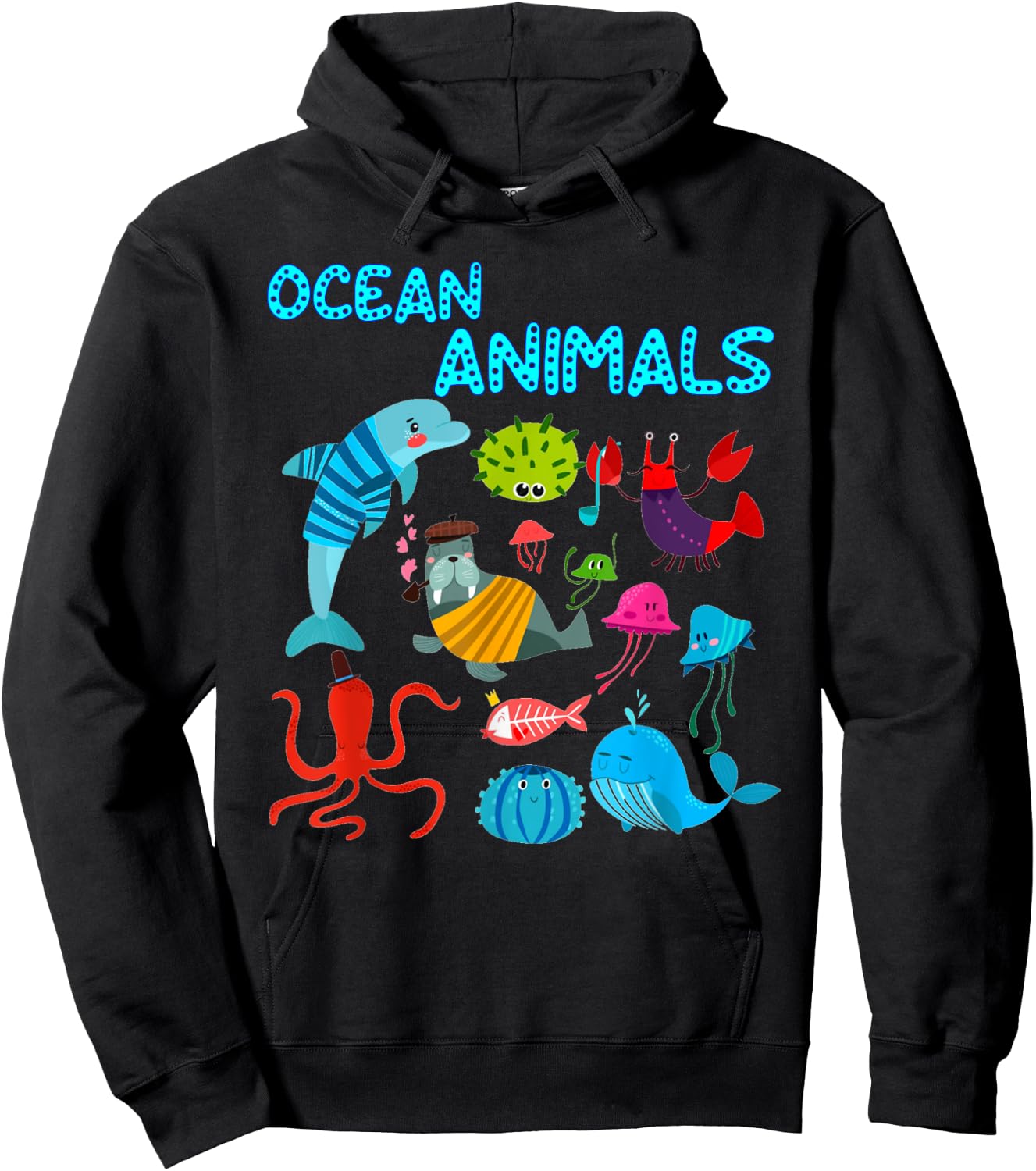 Ocean Animals Marine Creatures under the Sea Hoodie - Hoodie | Black