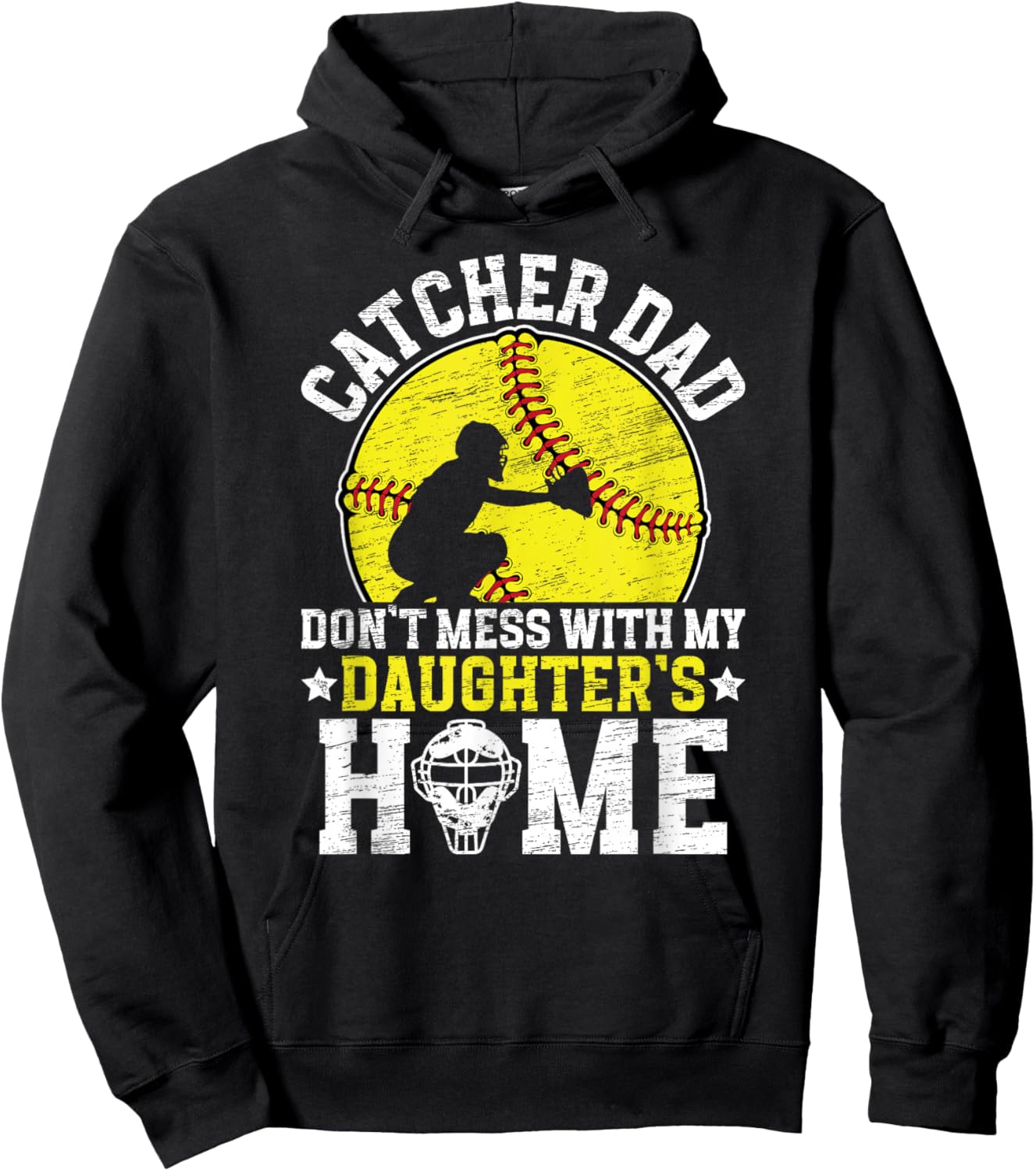 Softball Catcher Dad Funny Softball Catcher Father Hoodie - Hoodie | Black
