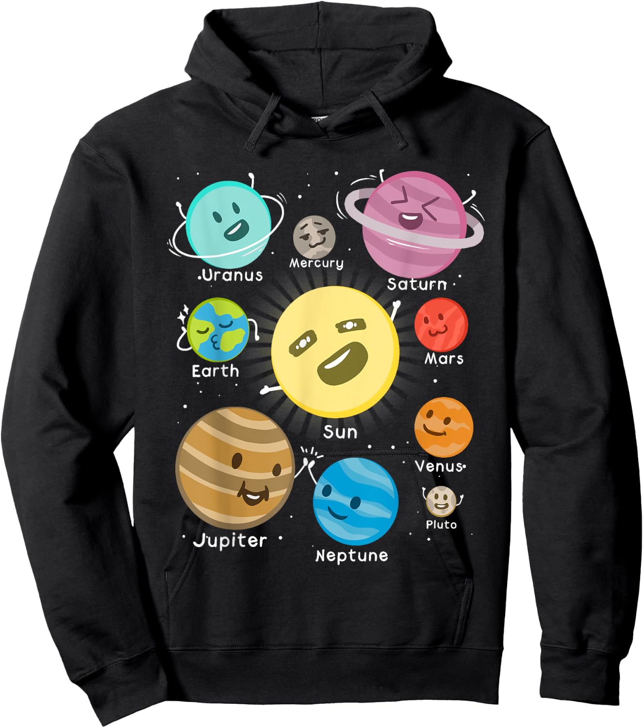 Solar System Funny Outer Space Planet Party T Shirt Hoodie - Hoodie | Black