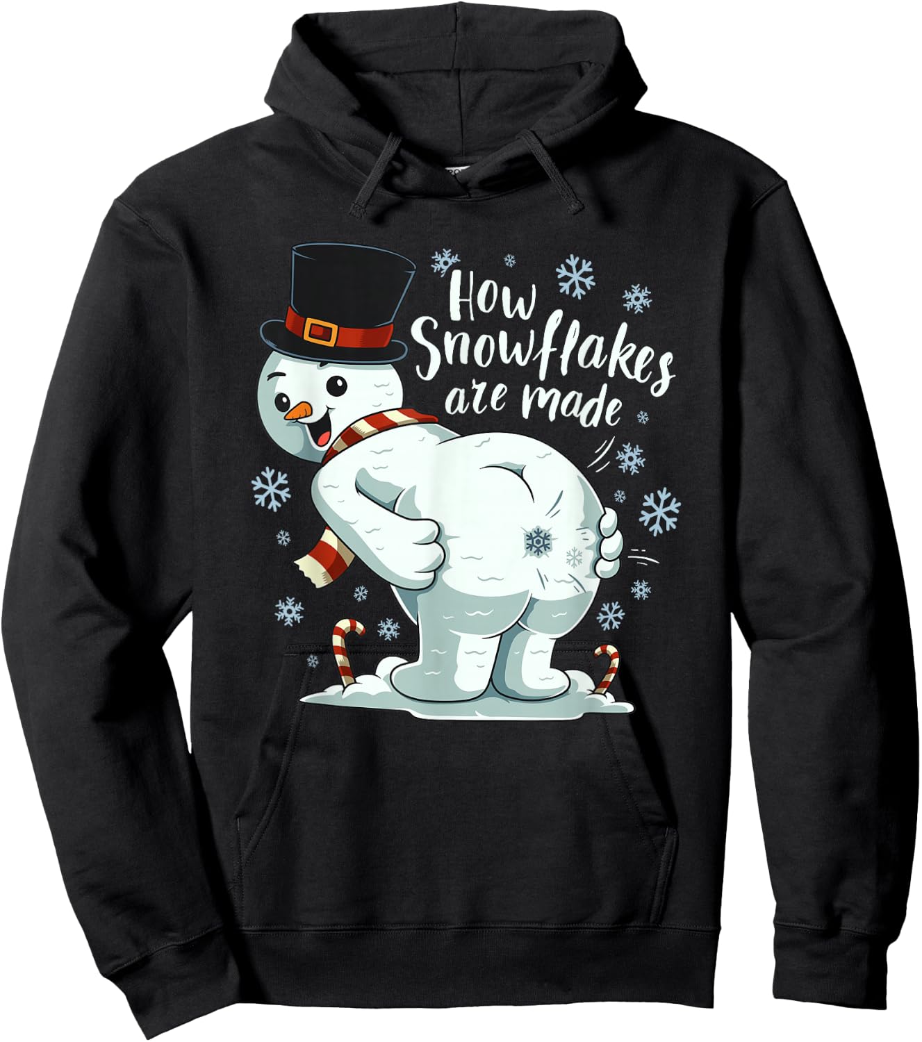 Farting Snowman Making Snowflake Christmas Winter Hoodie - Hoodie | Black