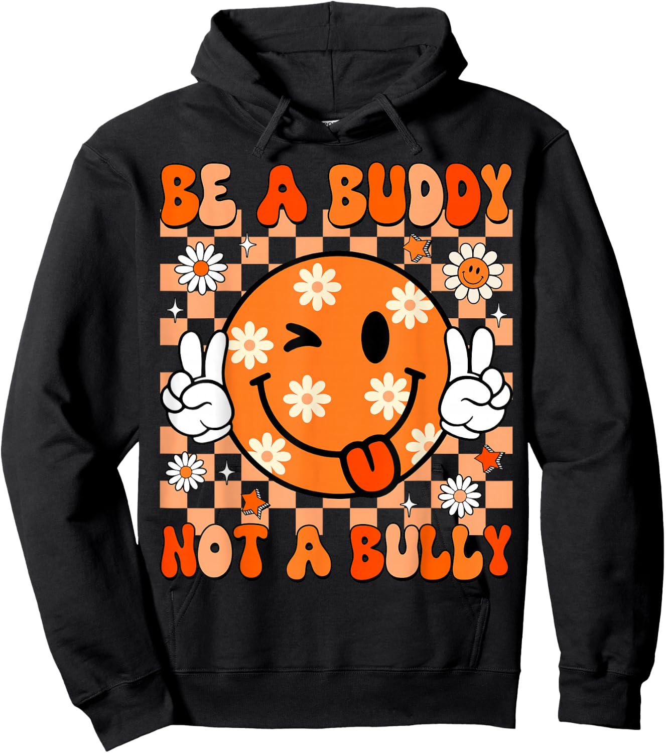 Groovy Be A Buddy Not A Bully Unity Day Kids Anti Bullying Hoodie - Hoodie | Black
