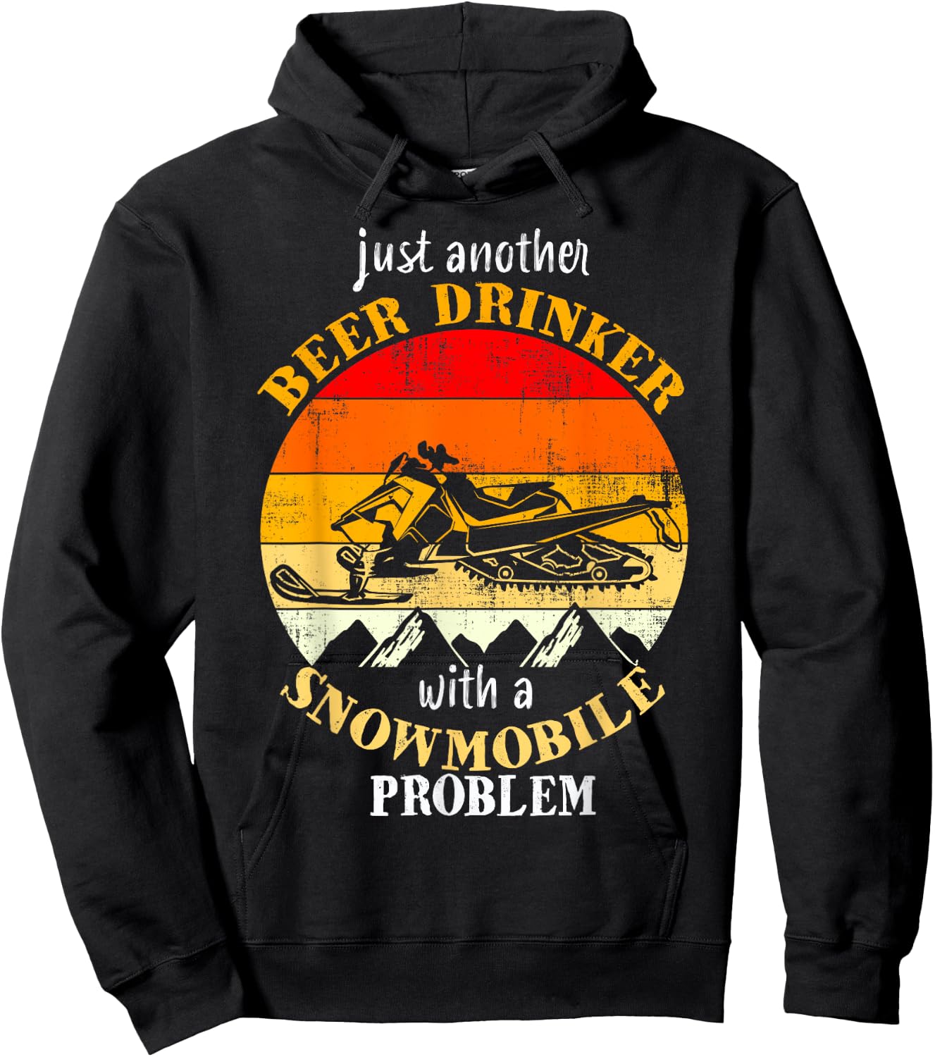 Funny Retro Vintage Snowmobile Just Another Beer Drinker Hoodie - Hoodie | Black