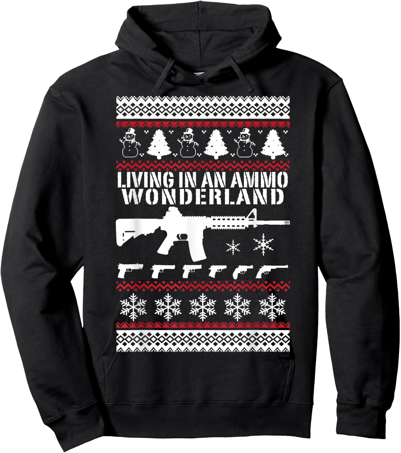 AR15 Ugly Christmas Sweater Style T Shirt Xmas 2nd Amendment Hoodie - Hoodie | Black