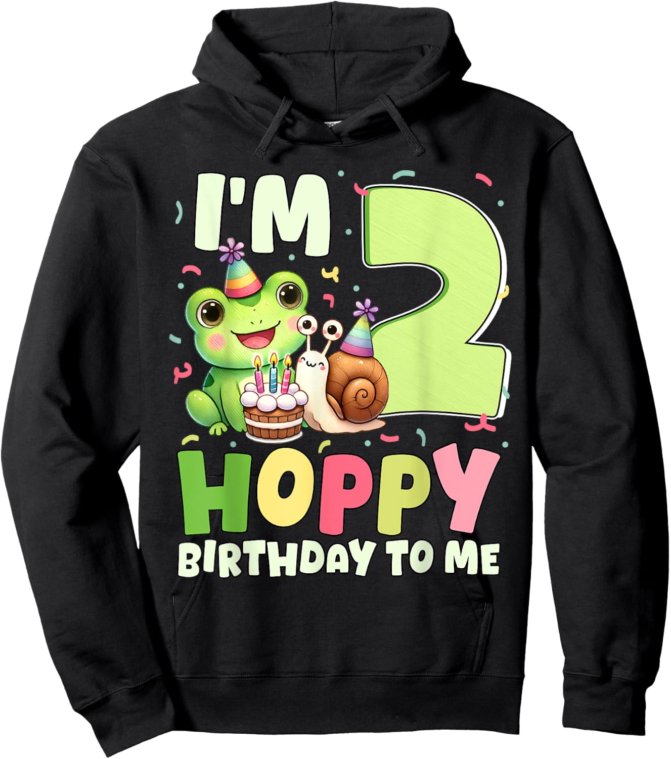 I'm 2 Hoppy Birthday To Me Funny Birthday Frog Themed Party Hoodie - Hoodie | Black